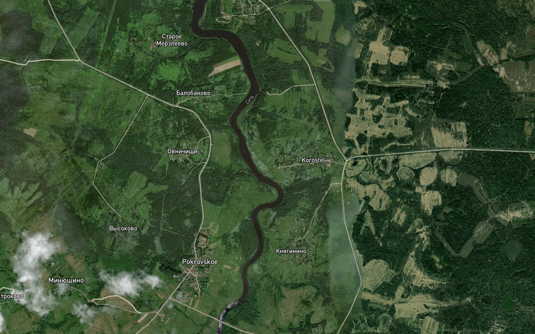 Satellite map of the Kamenka