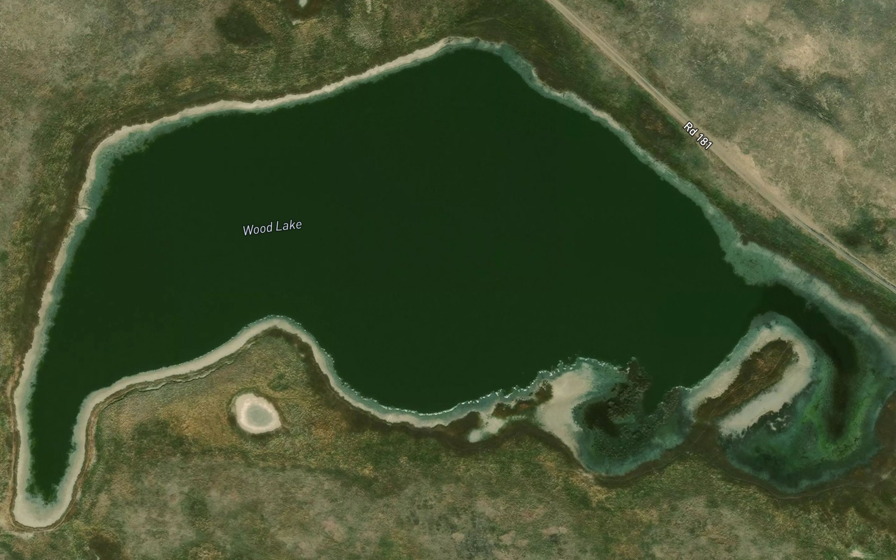 Satellite map of the Wood Lake