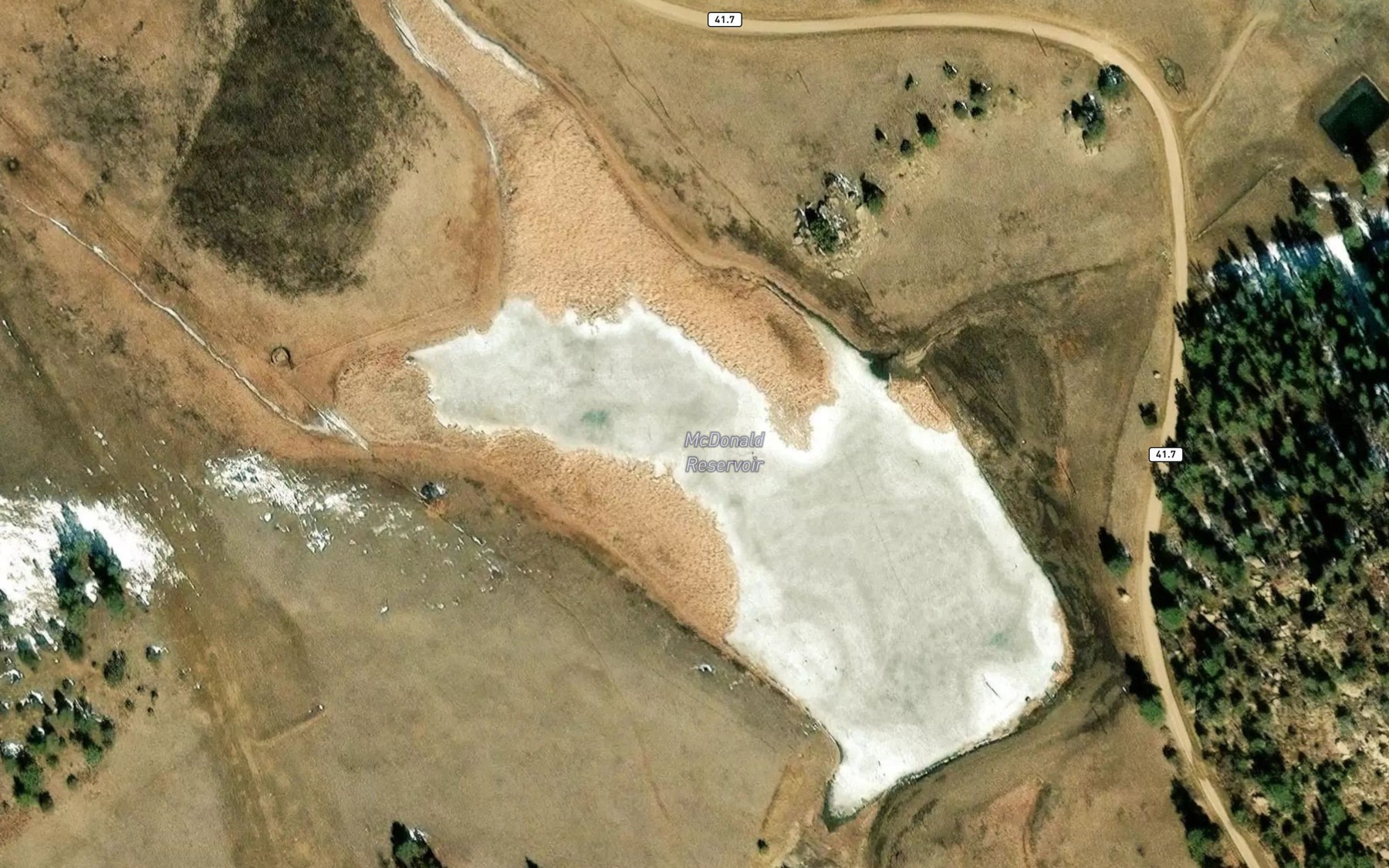Satellite map of the McDonald Reservoir