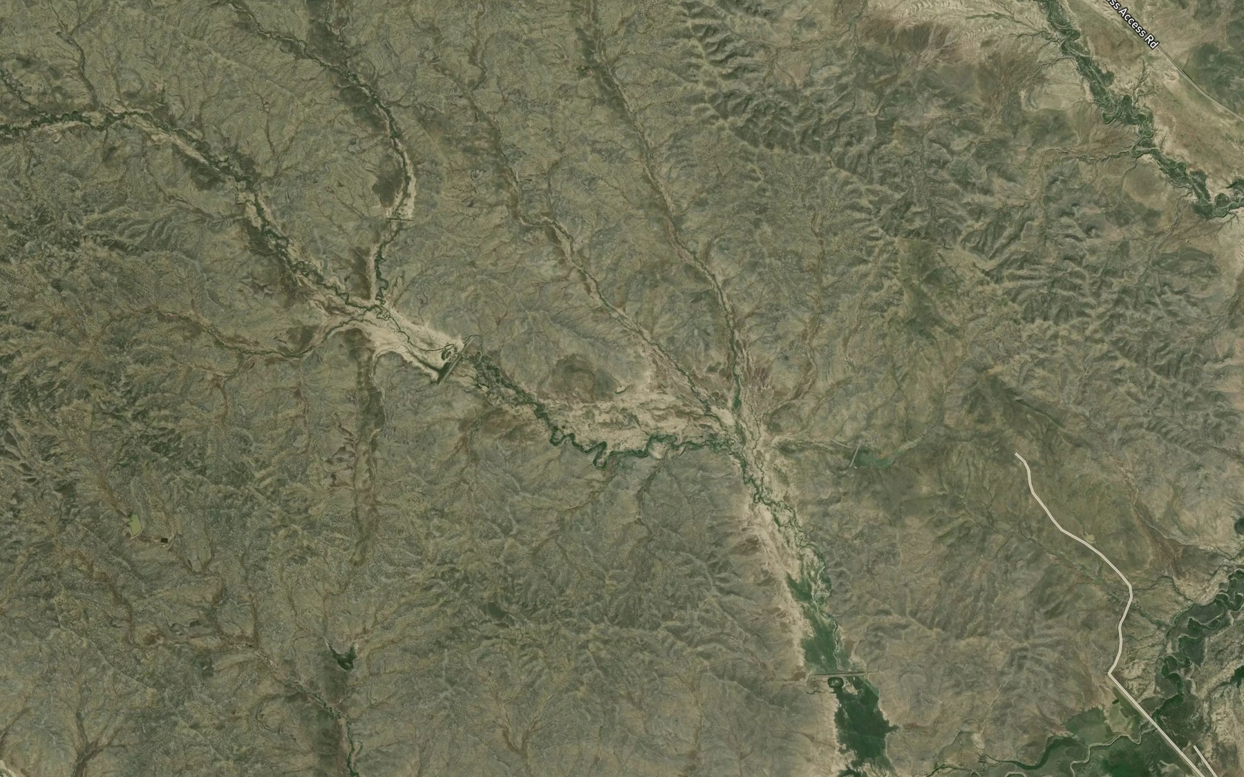 Satellite map of the Two Tree Reservoir