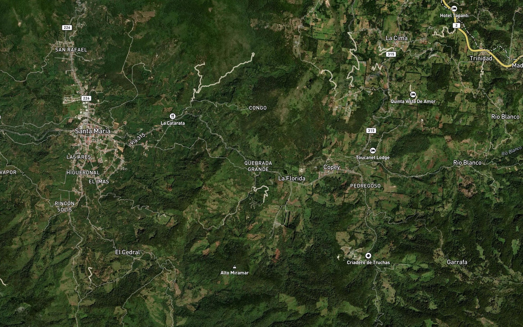 Satellite map of the Quebrada Grande
