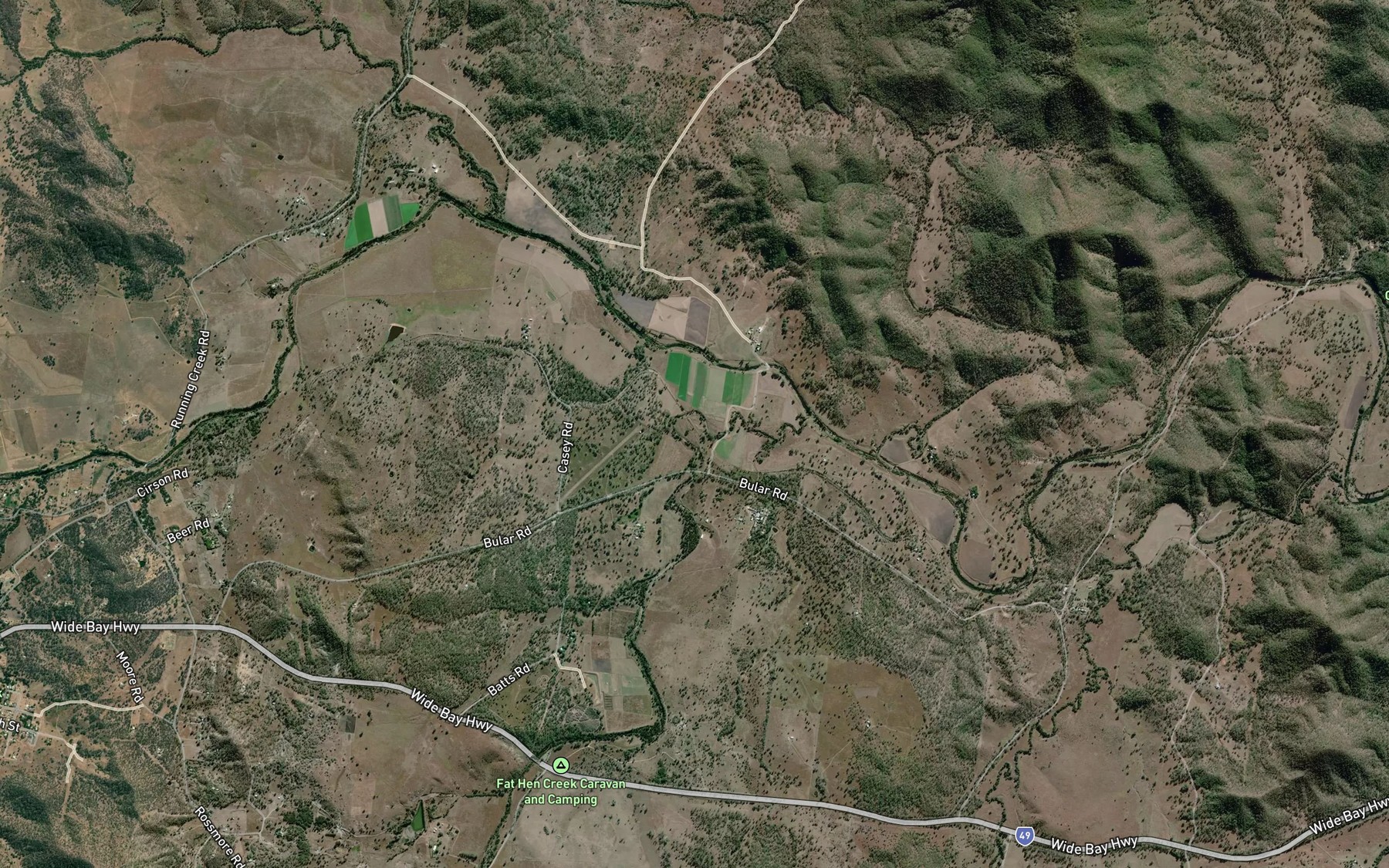 Satellite map of the Fat Hen Creek