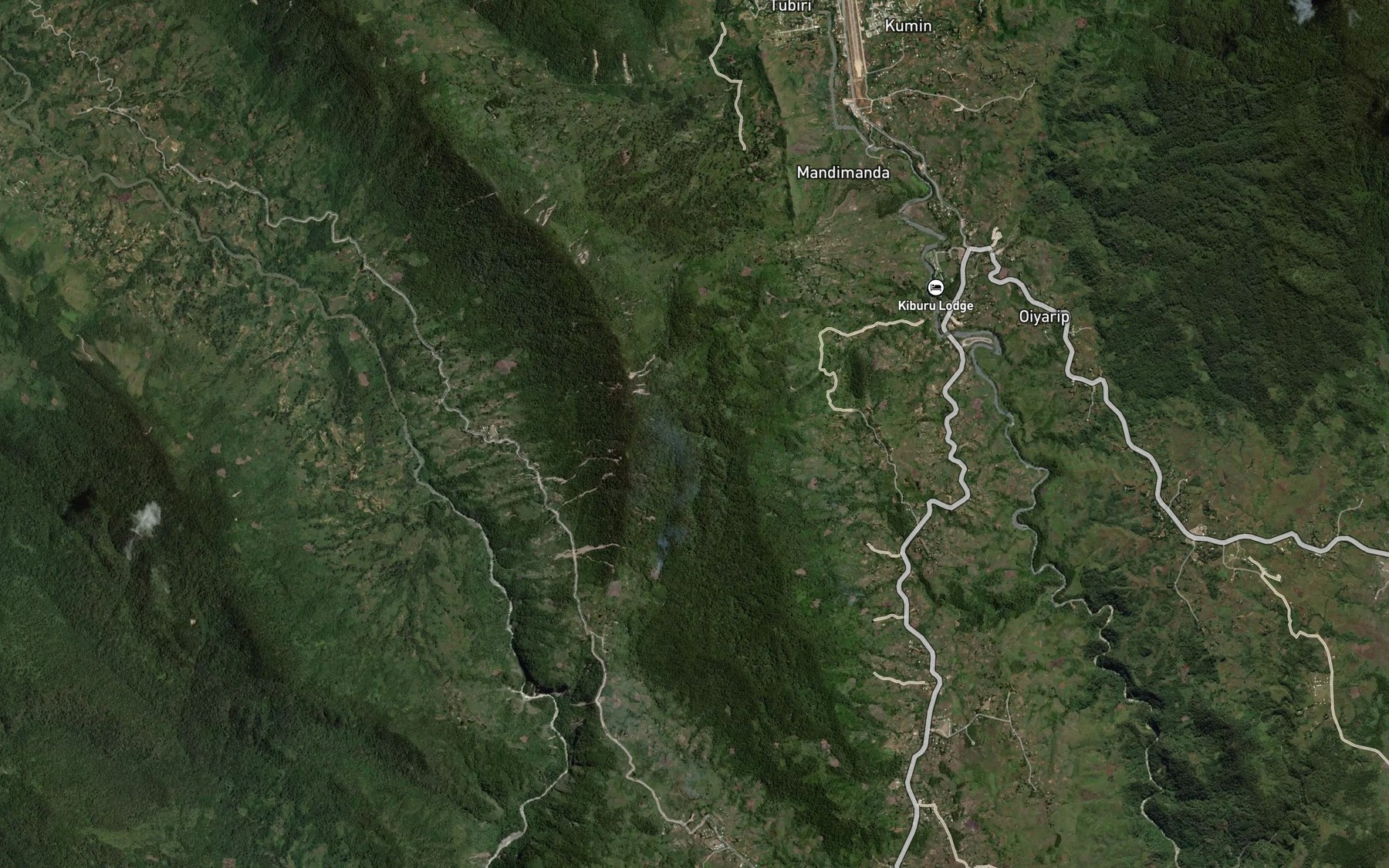 Satellite map of the Wap River