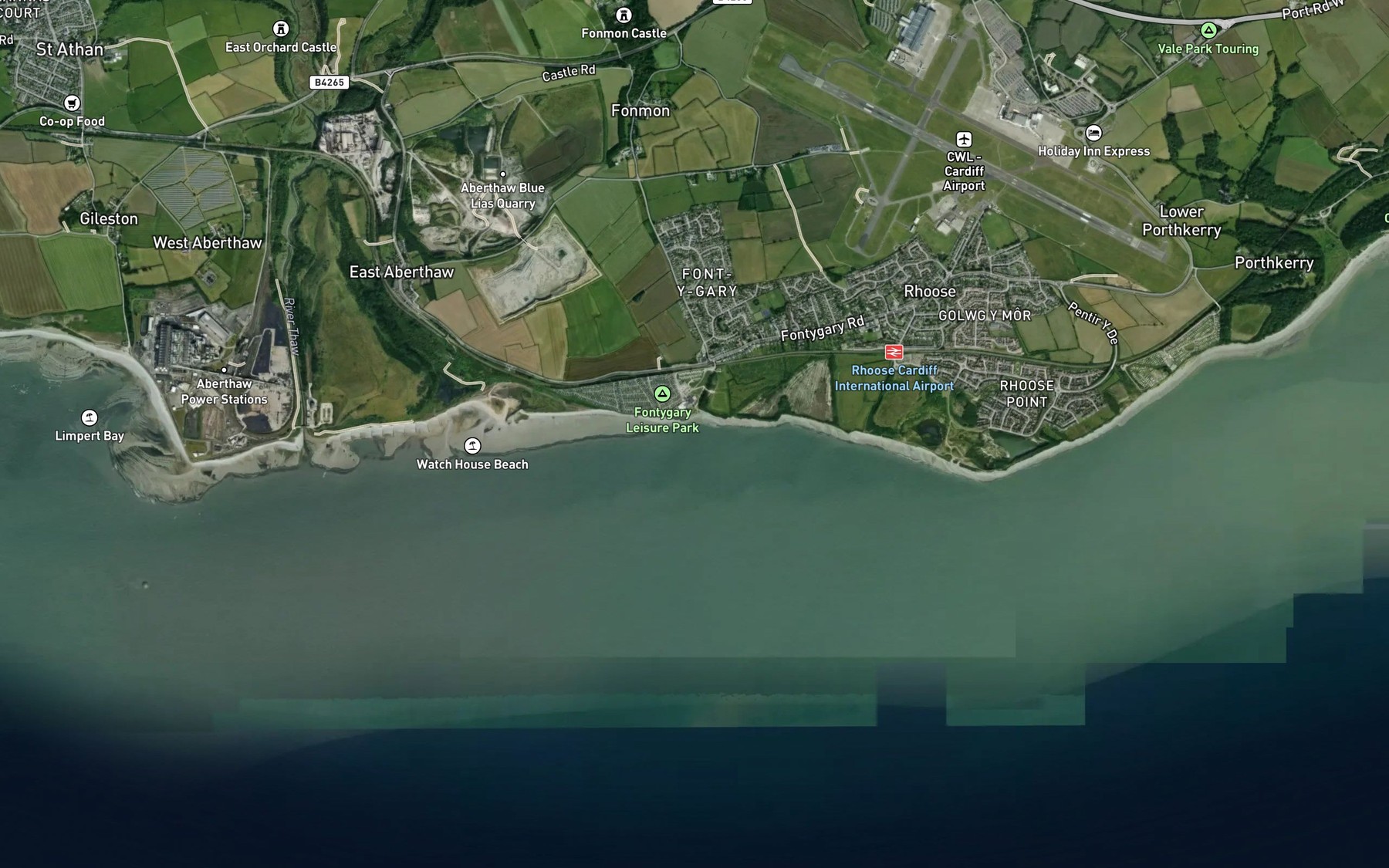 Satellite map of the Ffontygari Bay