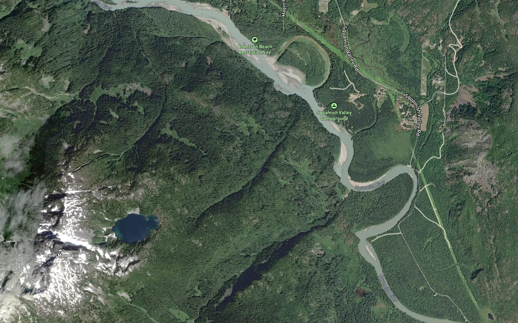 Satellite map of the Zenith Creek