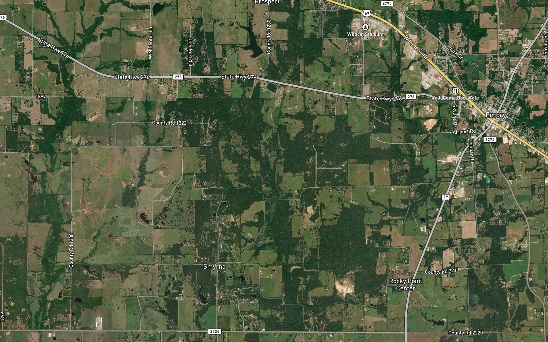Satellite map of the West Brushy Branch