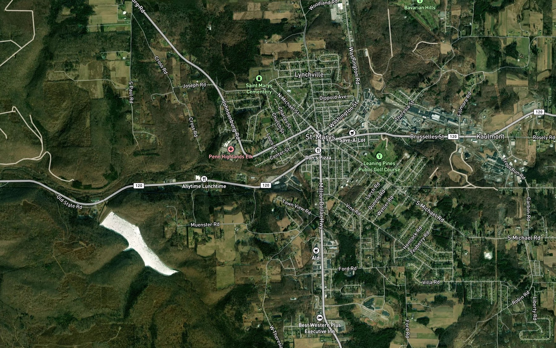 Satellite map of the Iron Run