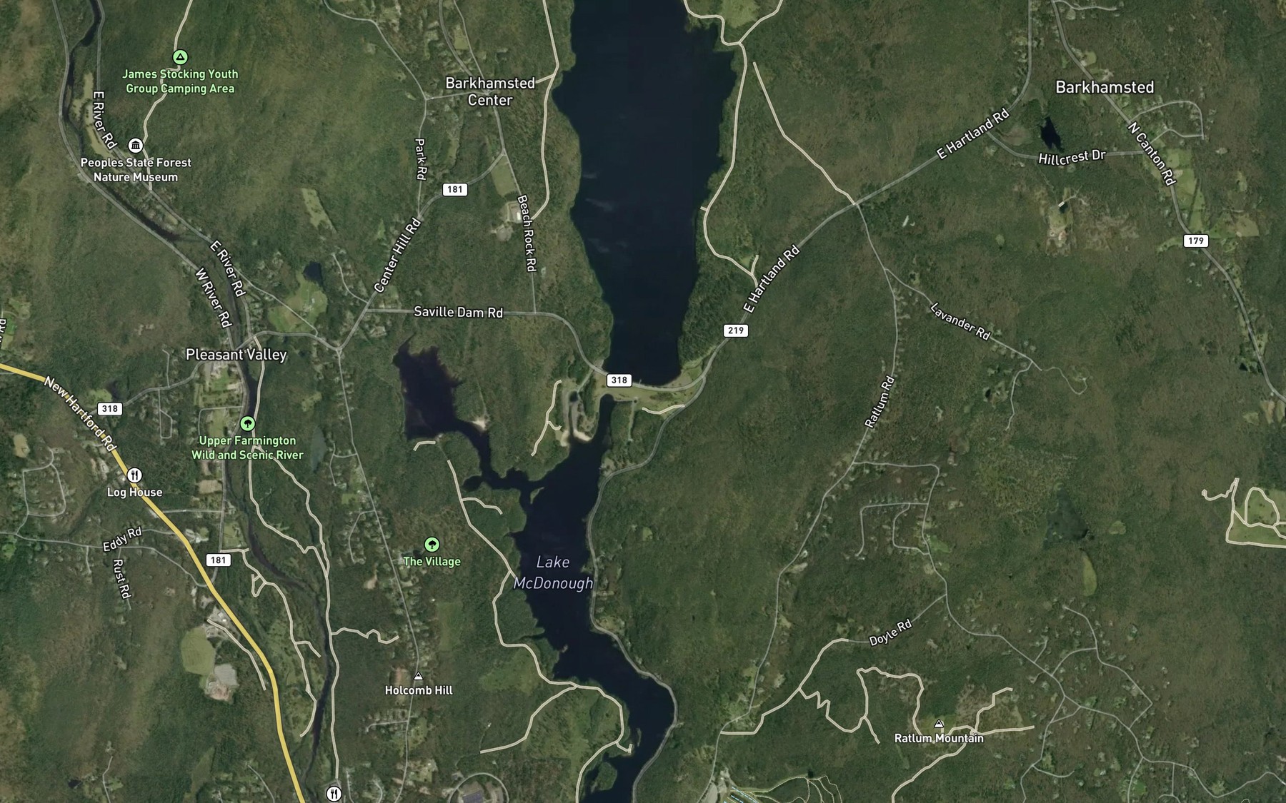 Satellite map of the Storehouse Brook
