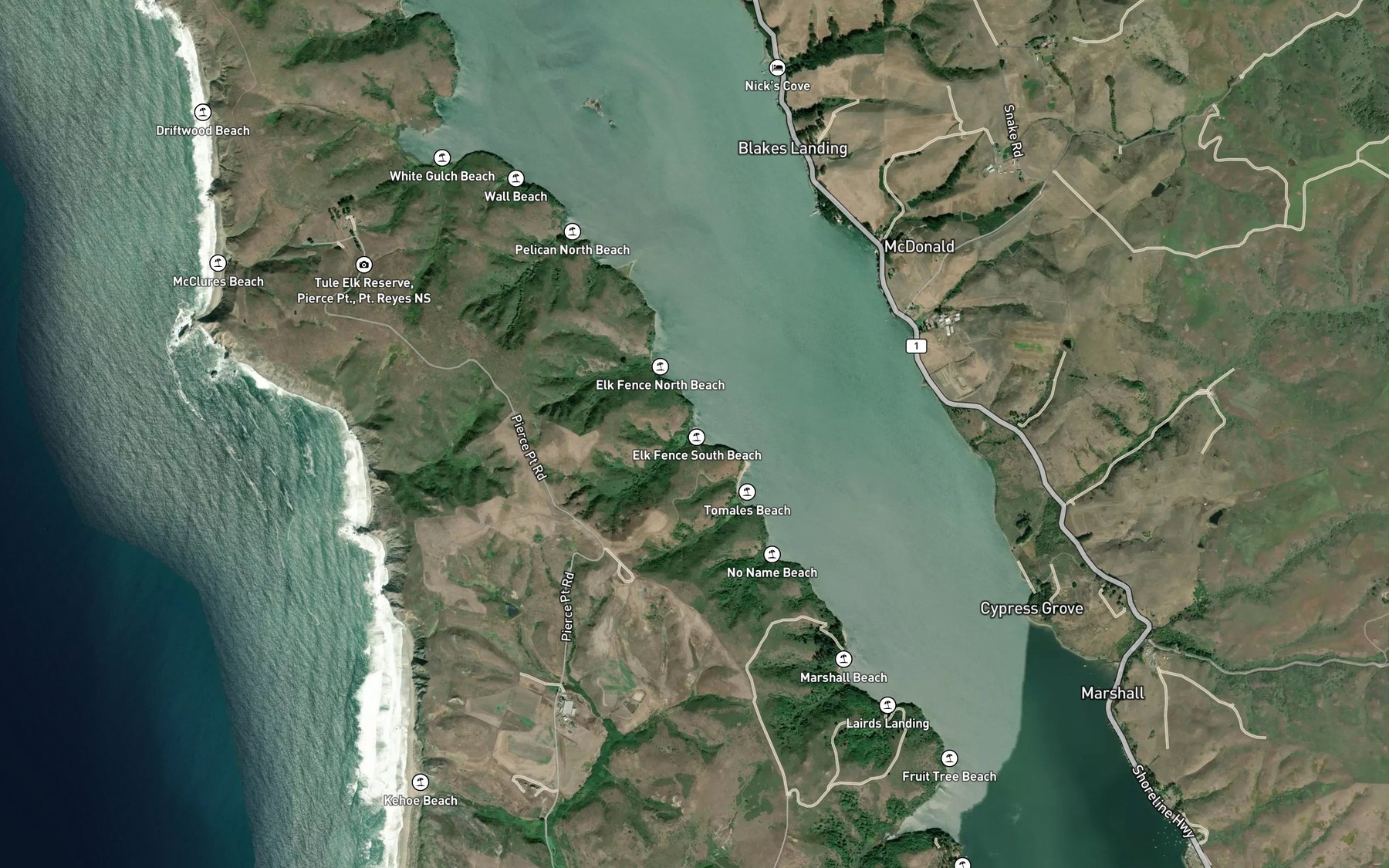 Satellite map of the Cataract Creek