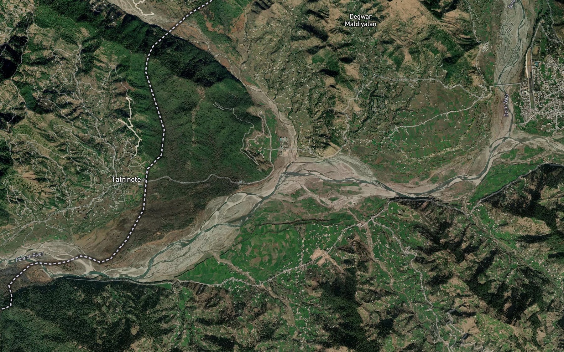 Satellite map of the Rangur Nala