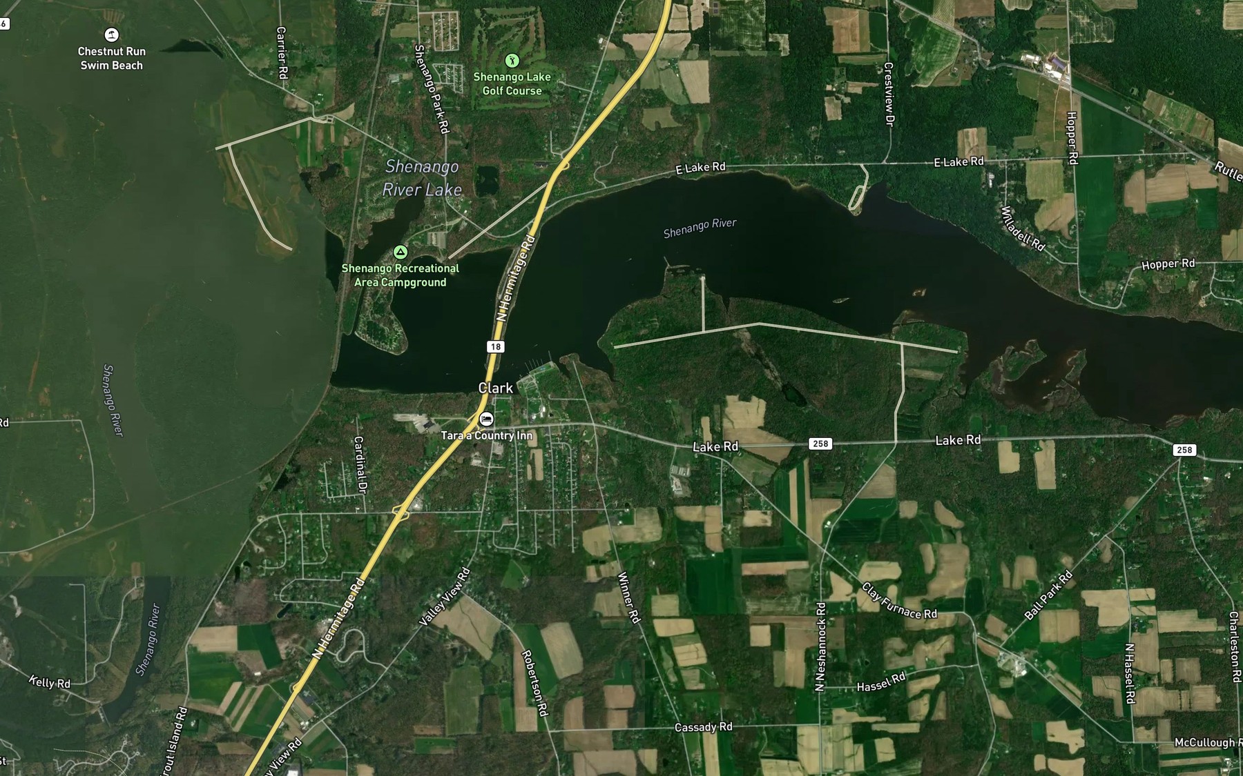 Satellite map of the Golden Run