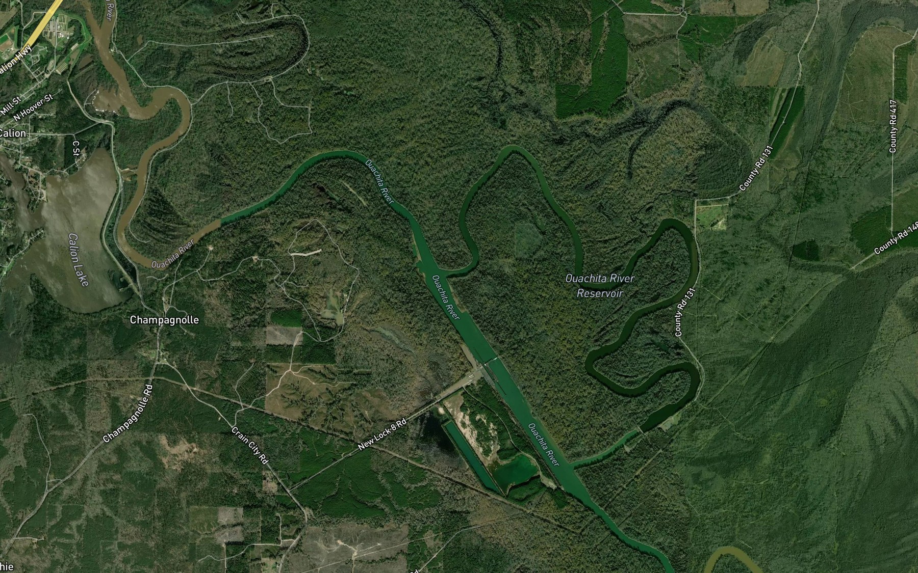 Satellite map of the Bell Ginhouse Bend