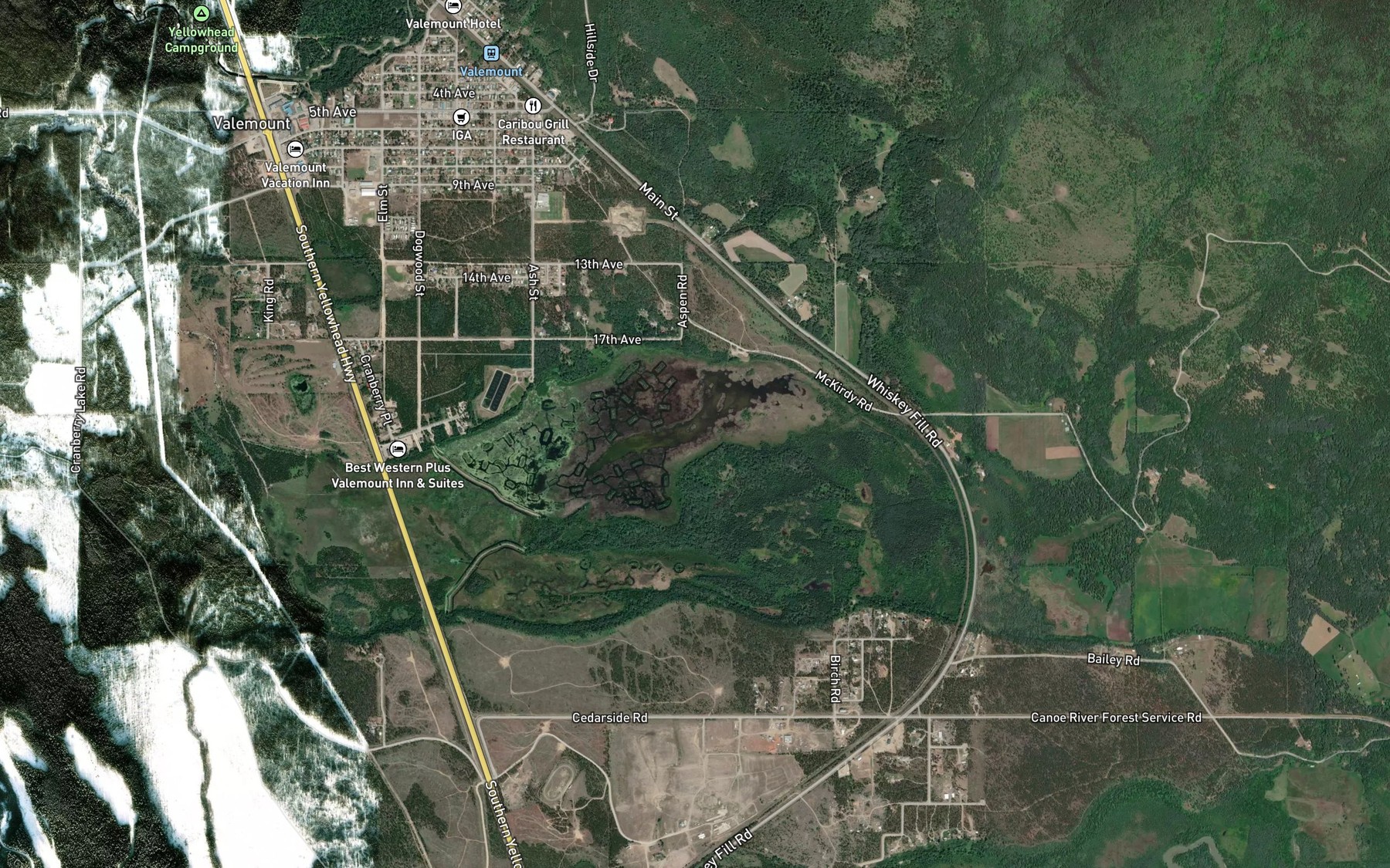 Satellite map of the Cranberry Lake