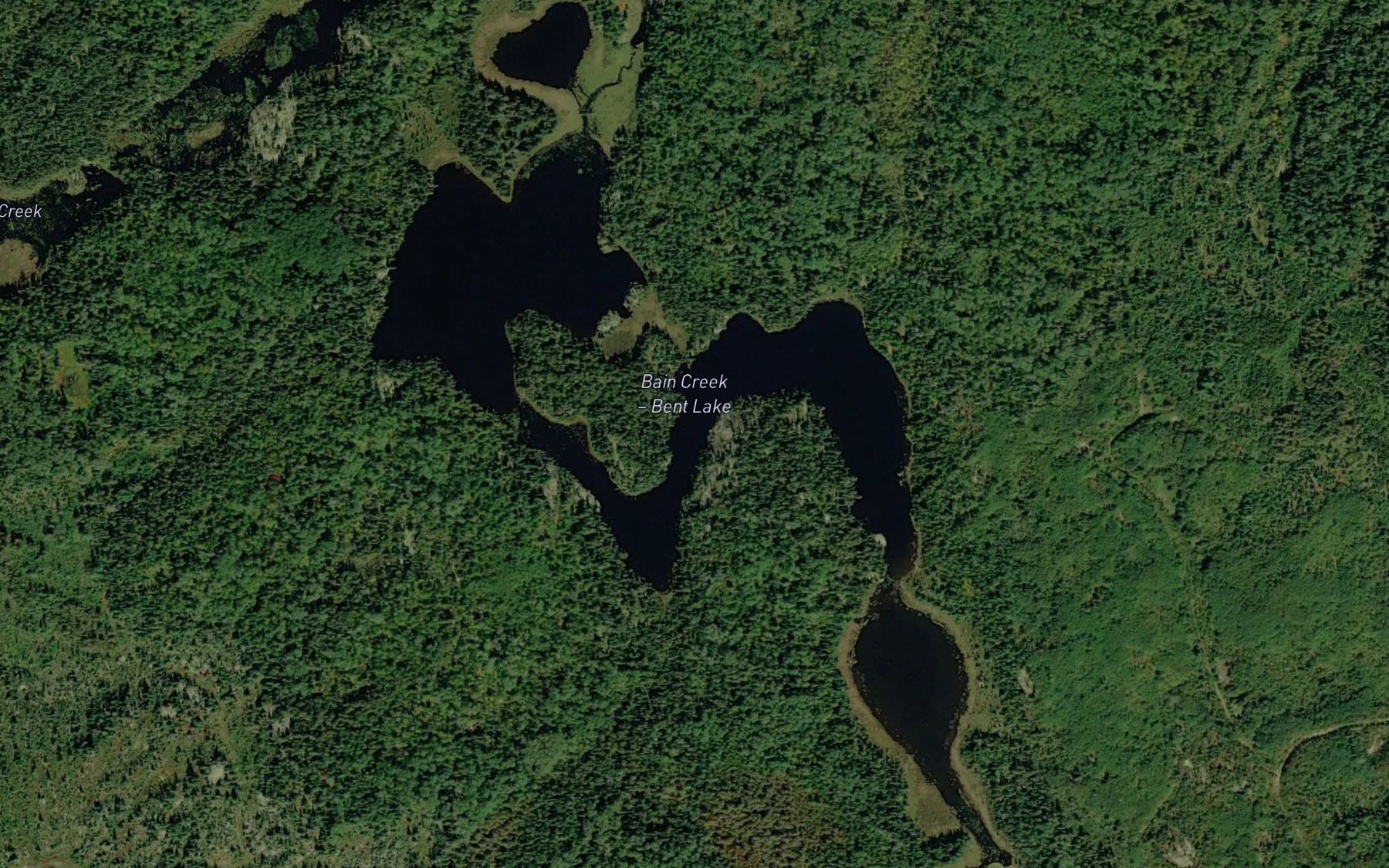 Satellite map of the Bent Lake