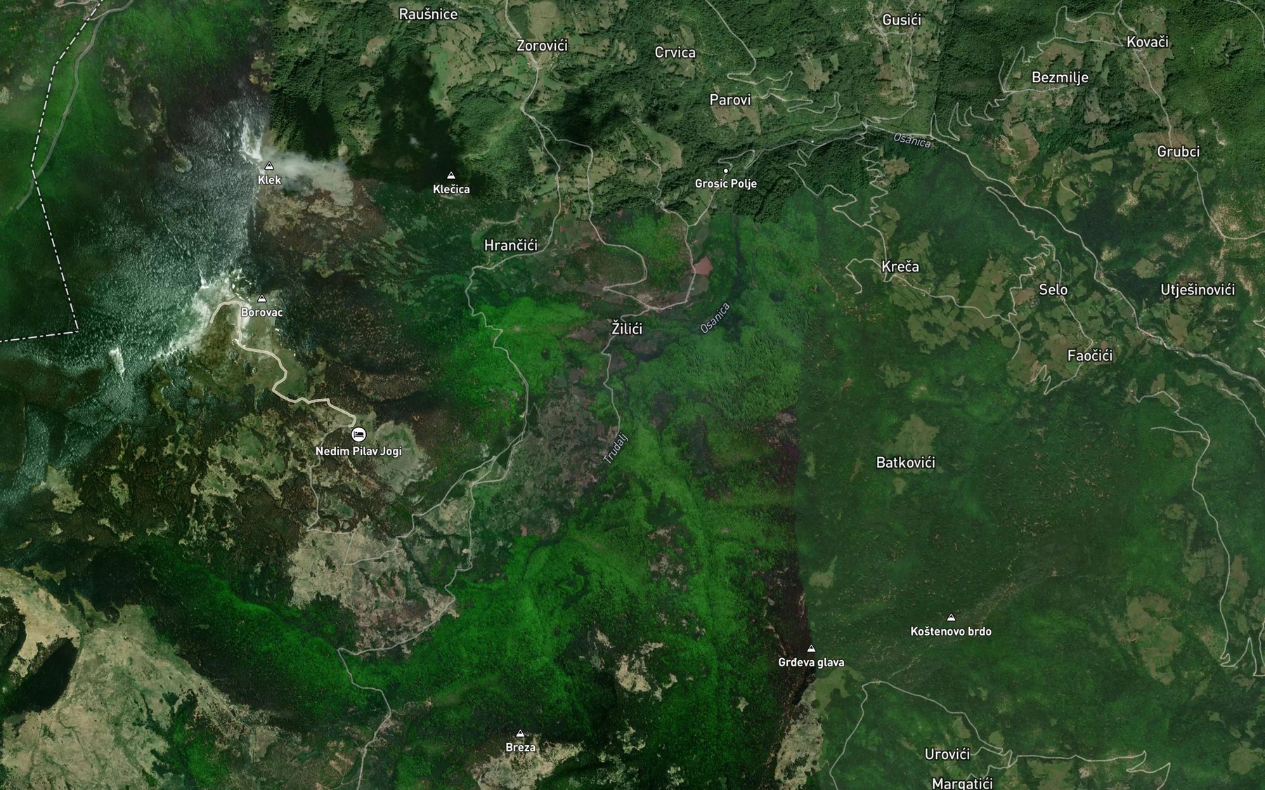 Satellite map of the Stolacki Potok