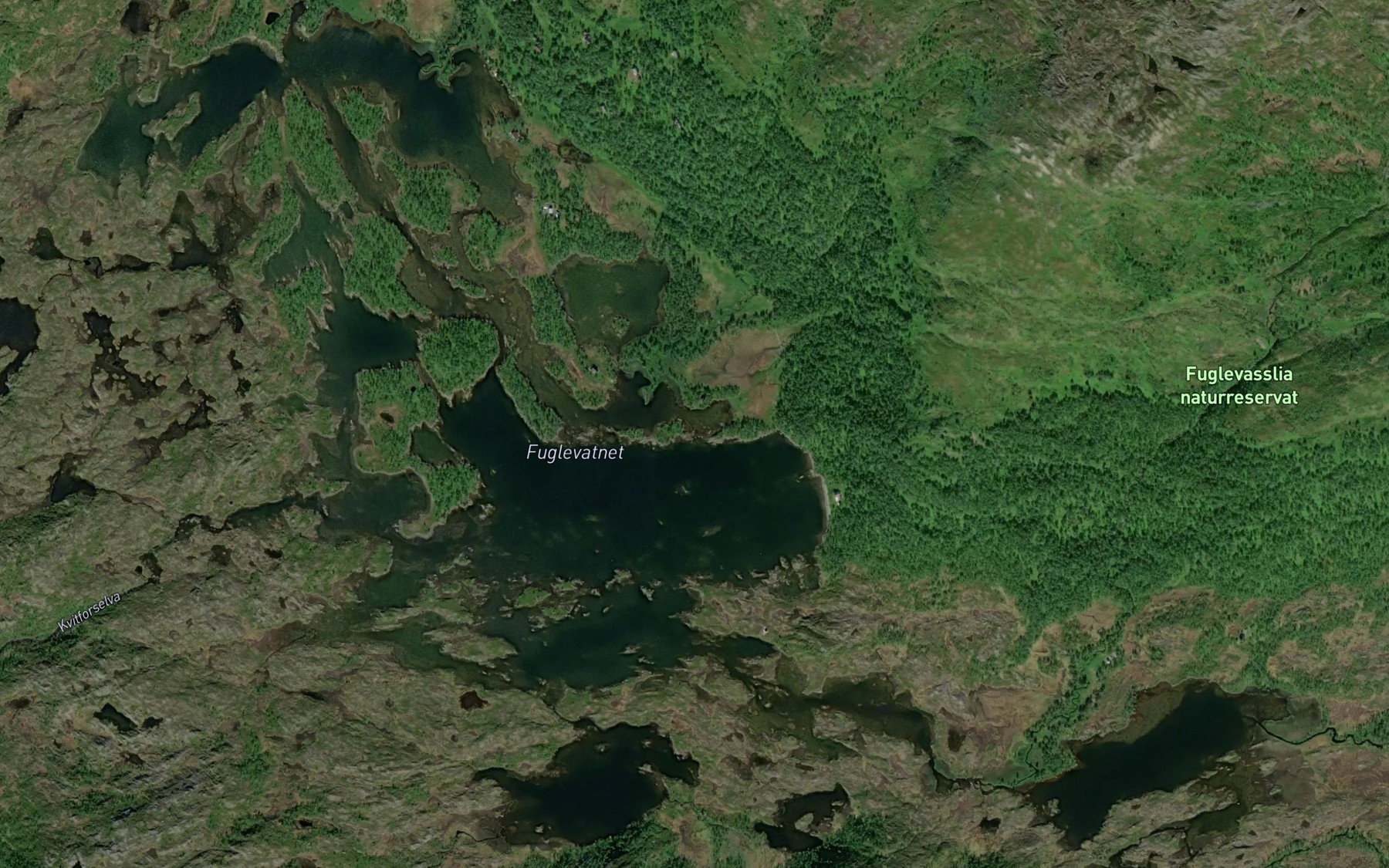 Satellite map of the Fuglevatnet