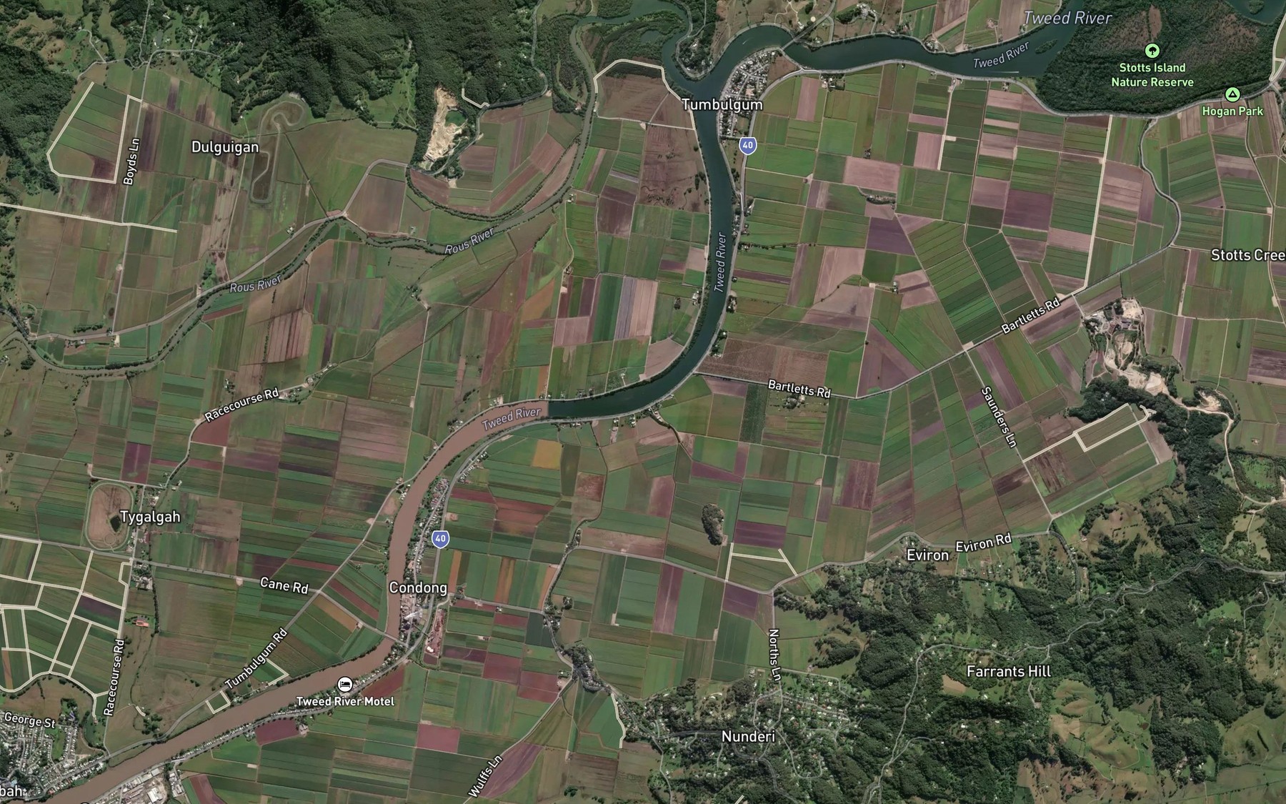 Satellite map of the Dinseys Creek