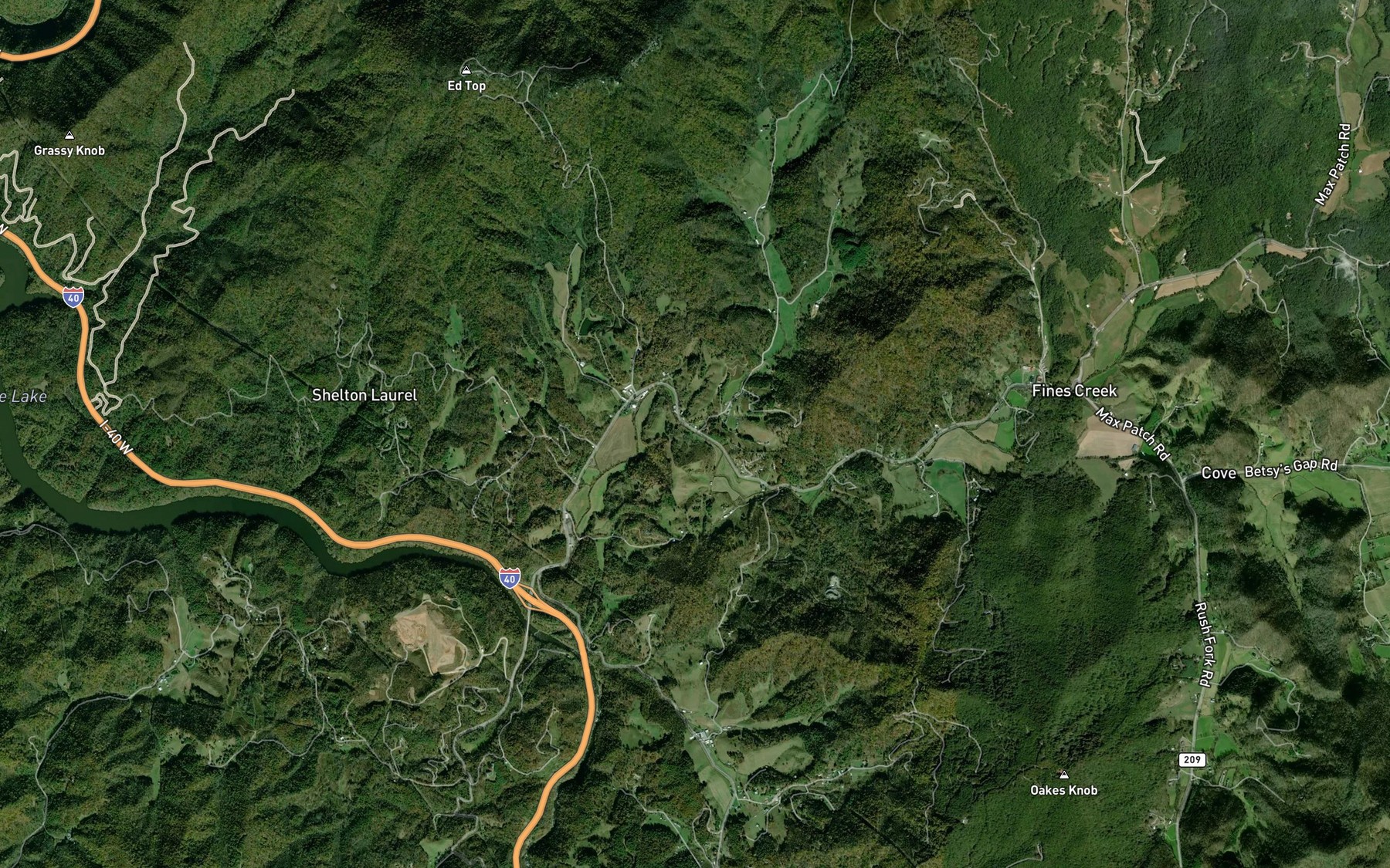 Satellite map of the Martin Creek