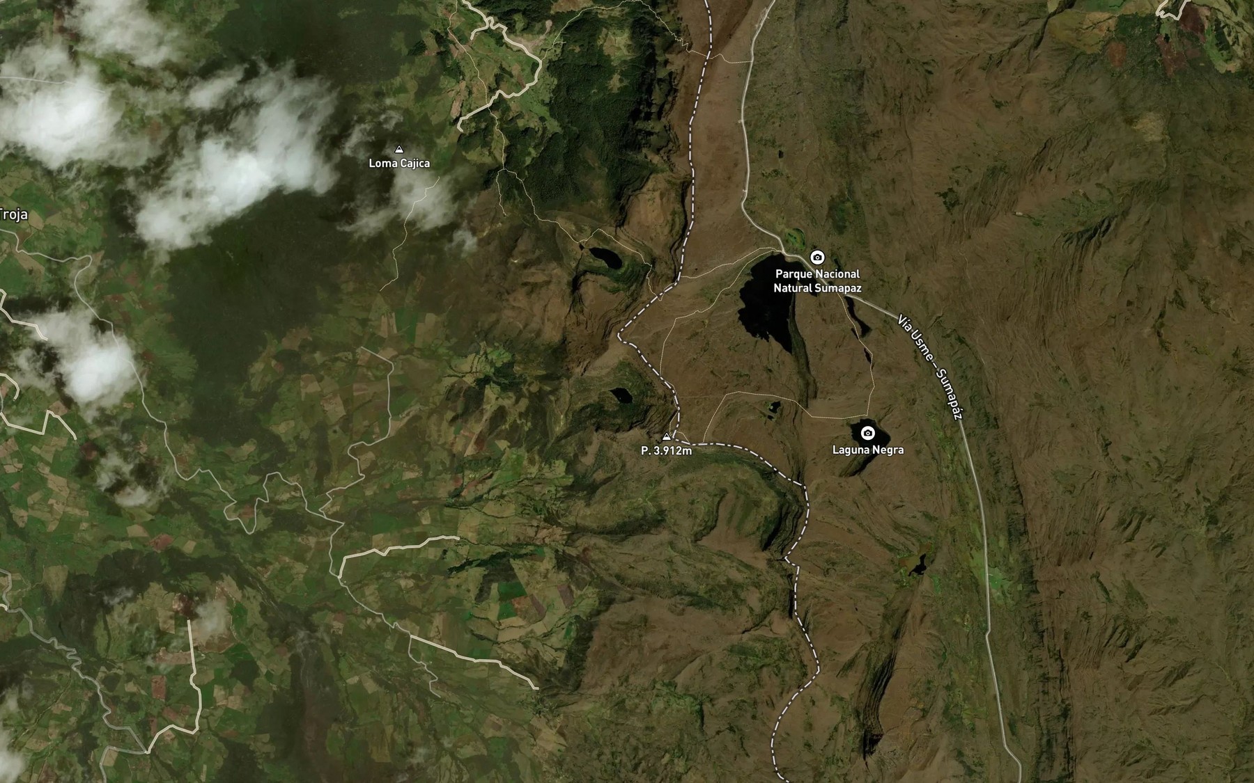 Satellite map of the Laguna Cajones