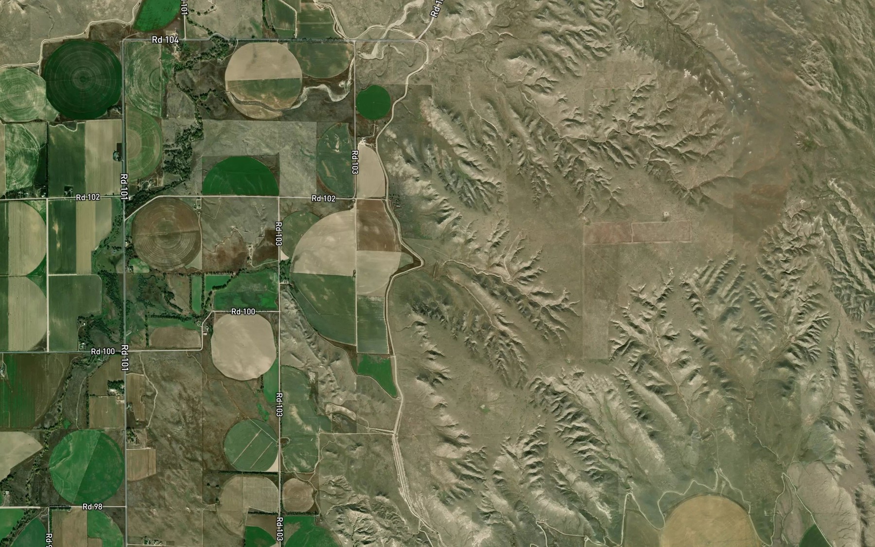Satellite map of the King Ranch Reservoir