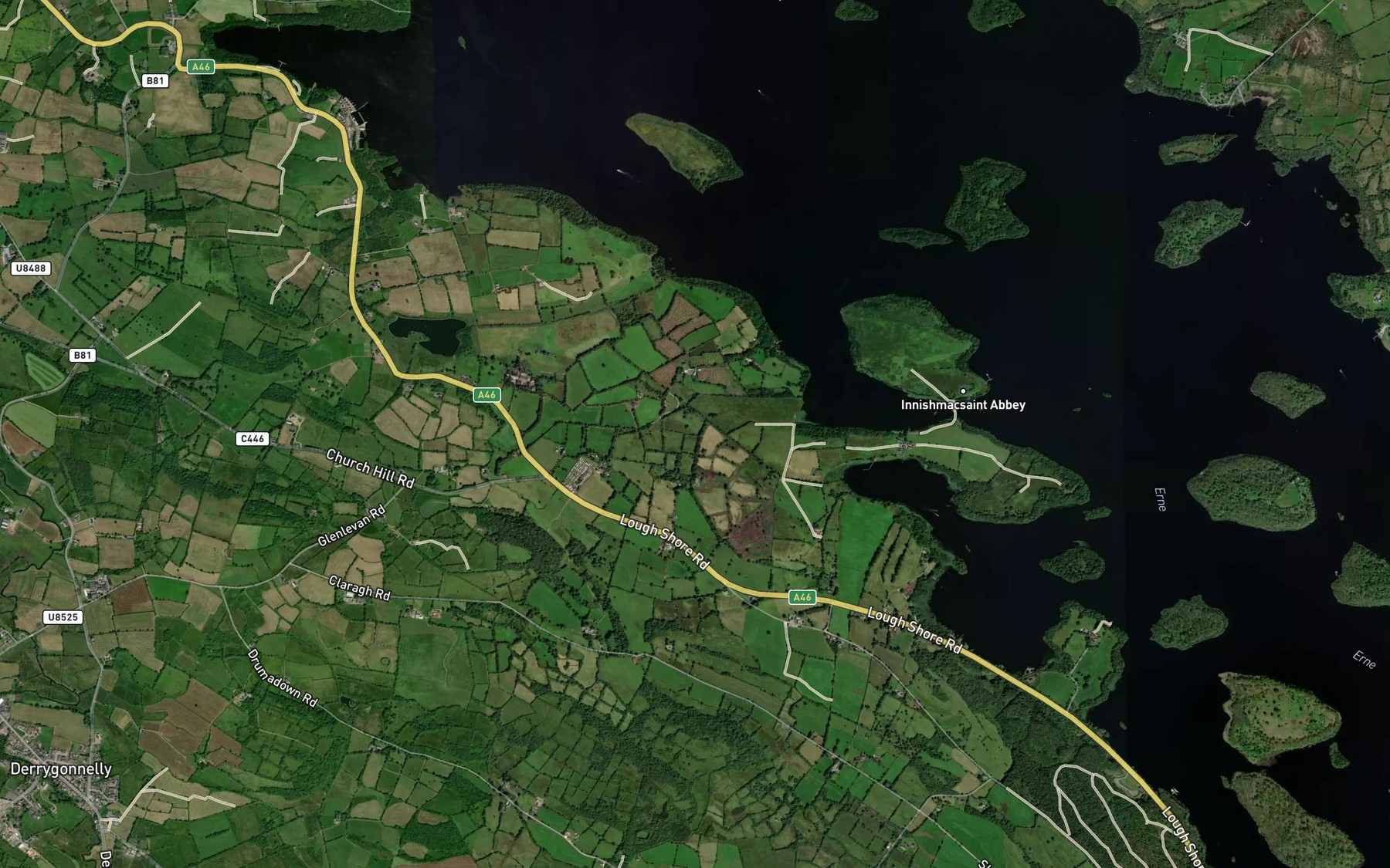 Satellite map of the Lower Lough Erne