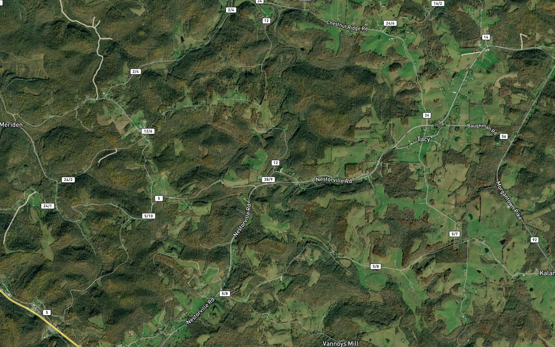 Satellite map of the Sugar Creek
