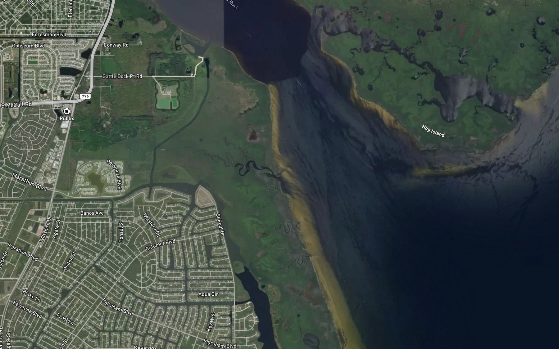 Satellite map of the Trout Creek