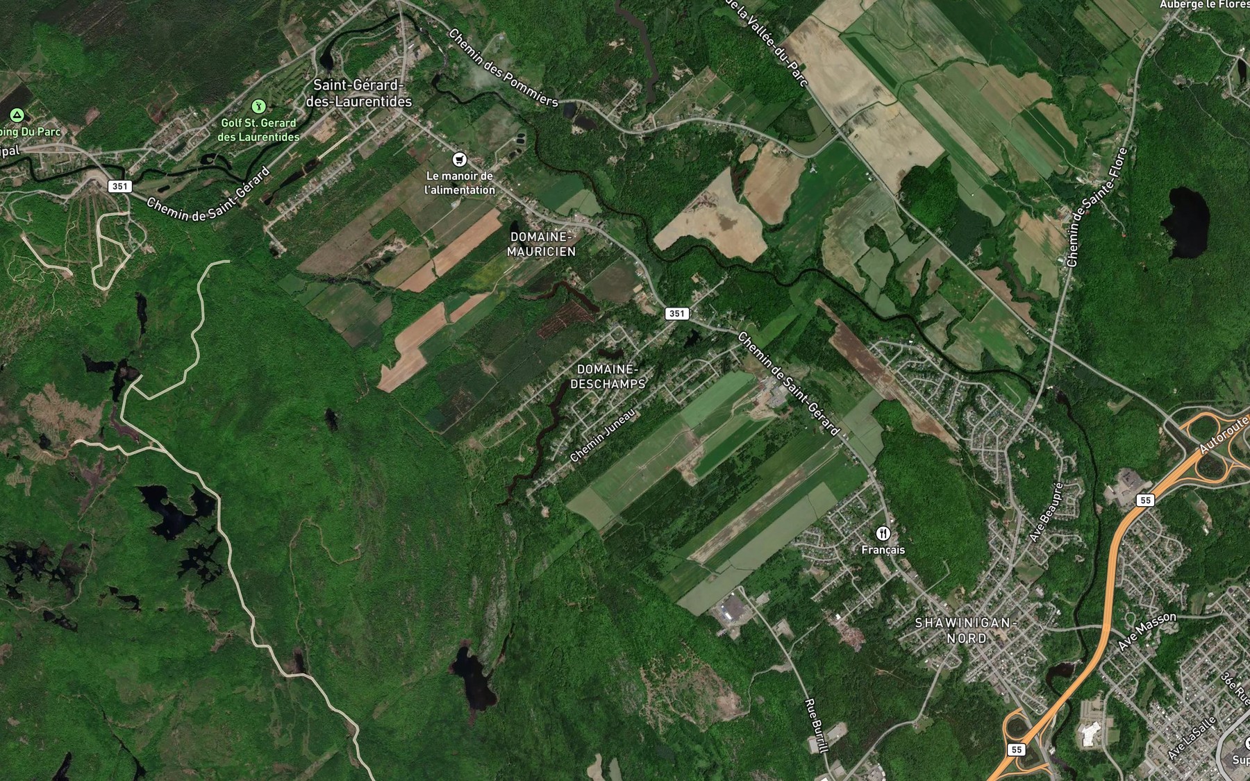 Satellite map of the Lac Louise