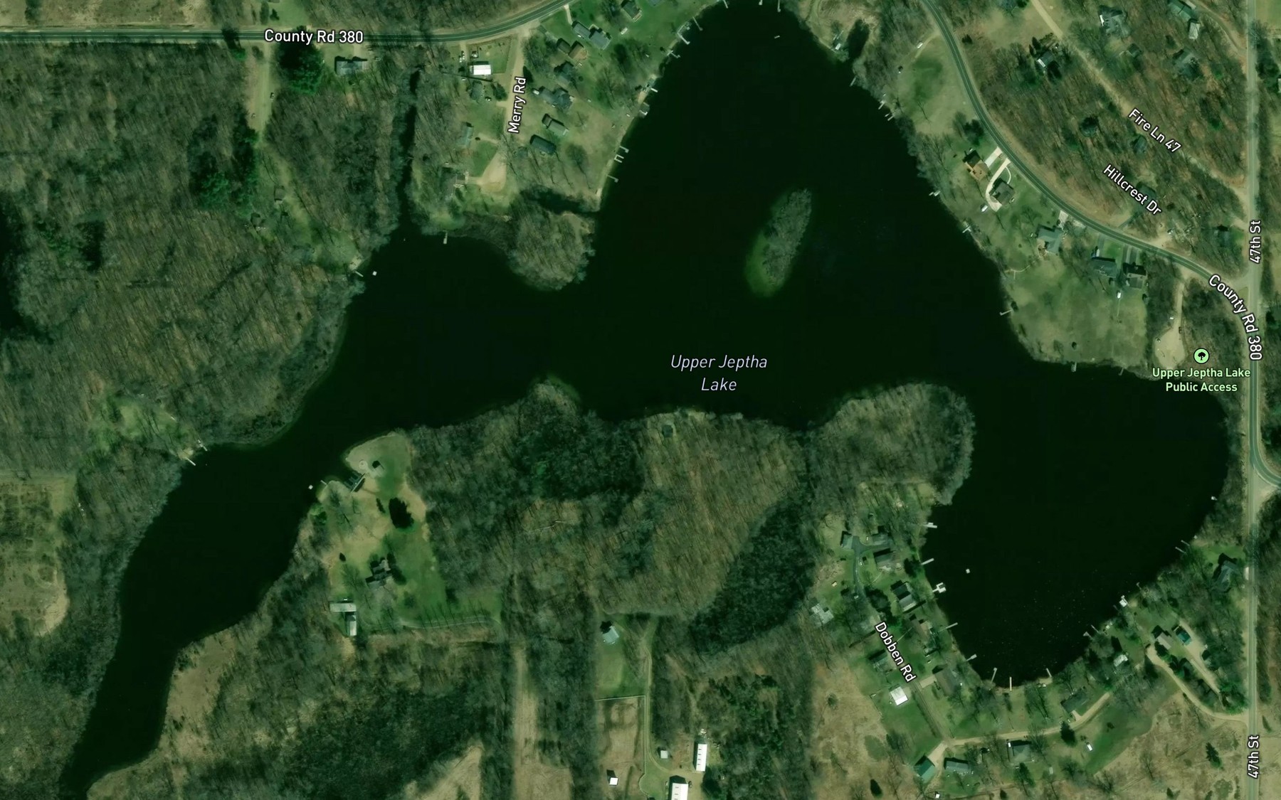 Satellite map of the Upper Jeptha Lake