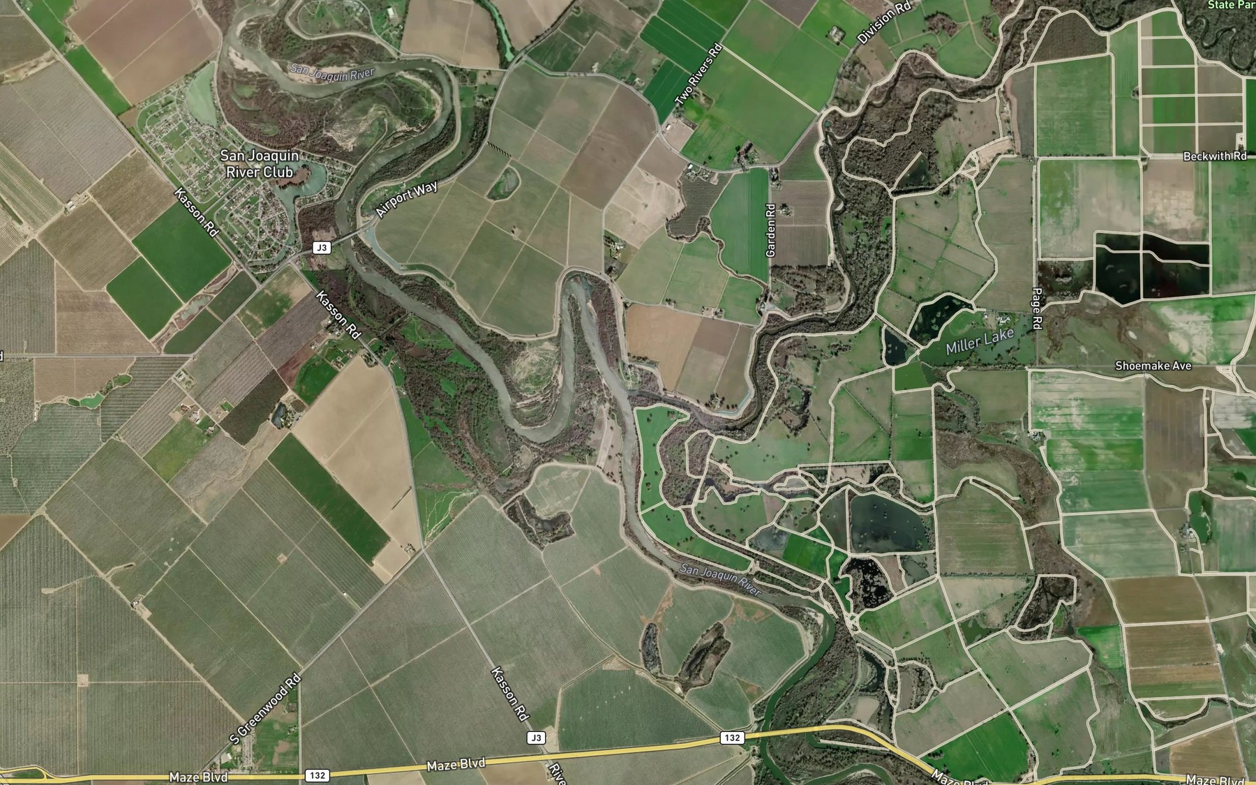 Satellite map of the Stanislaus River