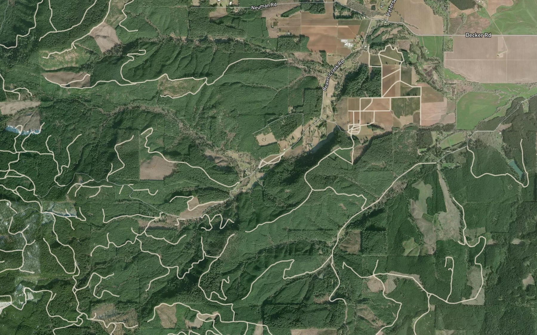 Satellite map of the Duffy Creek