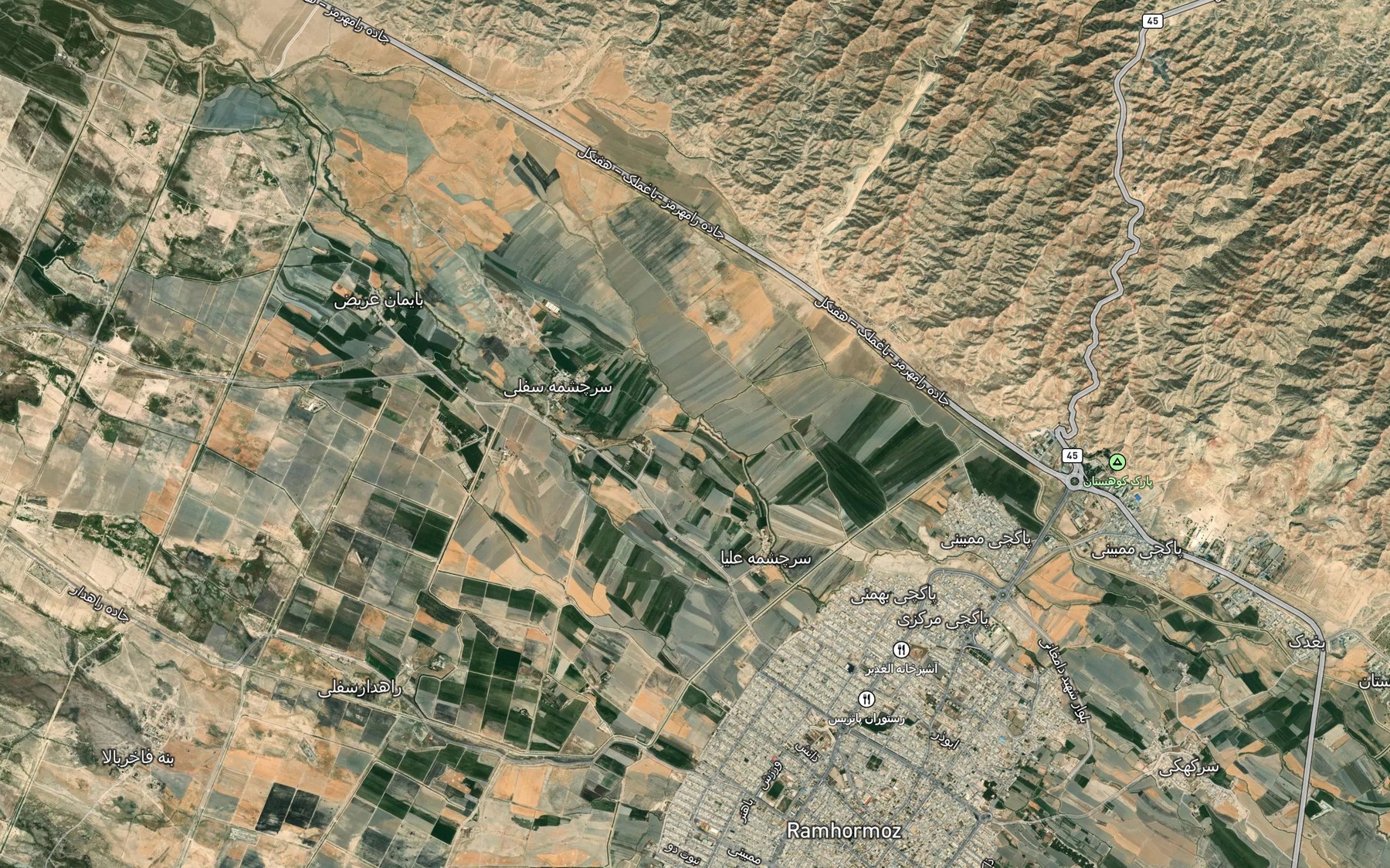 Satellite map of the Rudkhaneh-ye Gupal