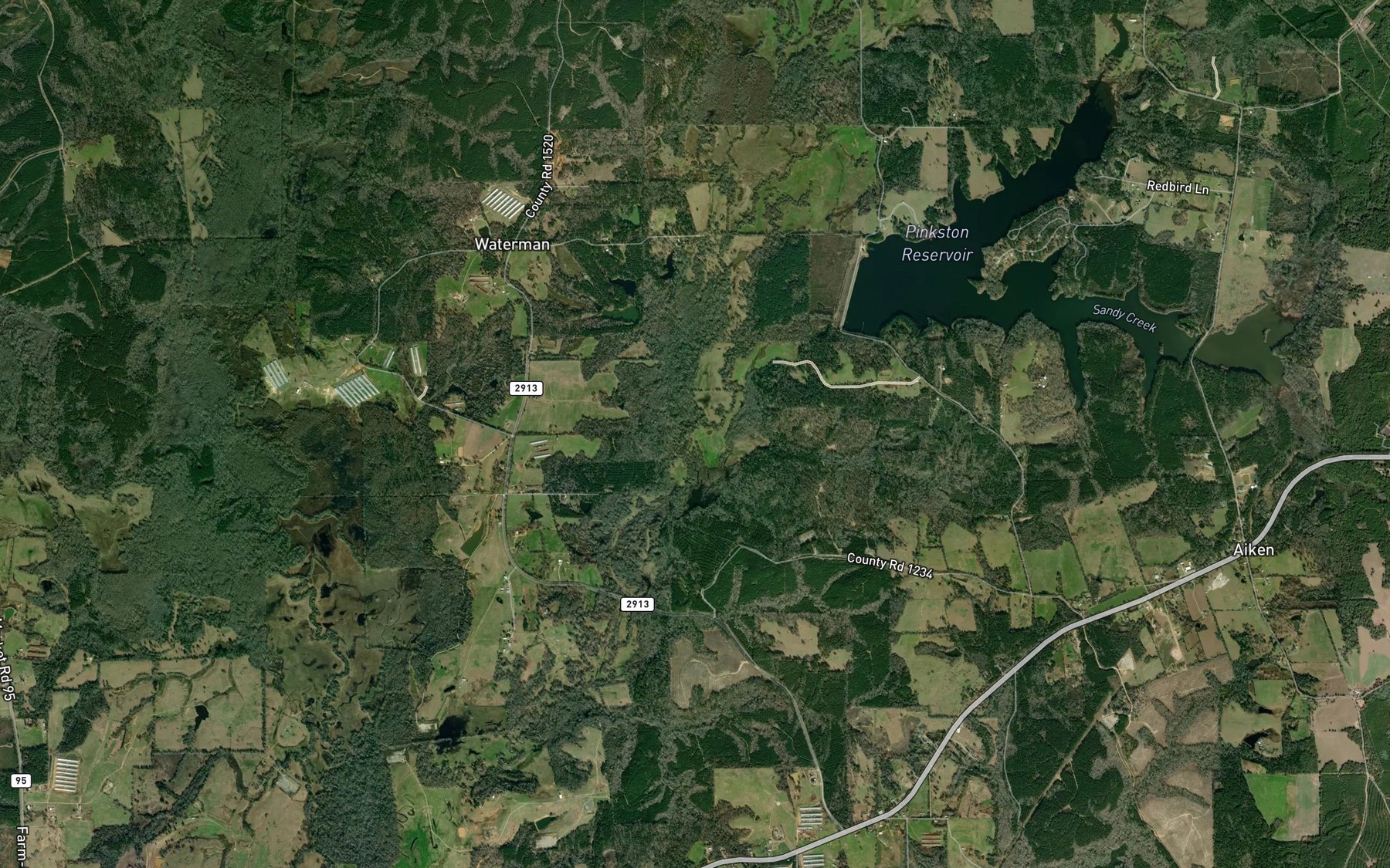 Satellite map of the Sandy Creek