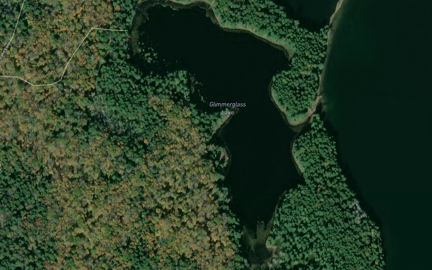 Satellite map of the Glimmerglass Lake