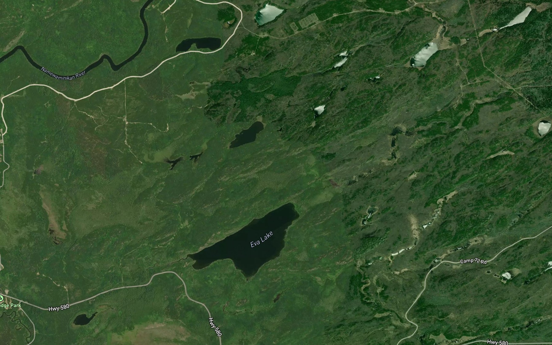Satellite map of the Sandy Creek