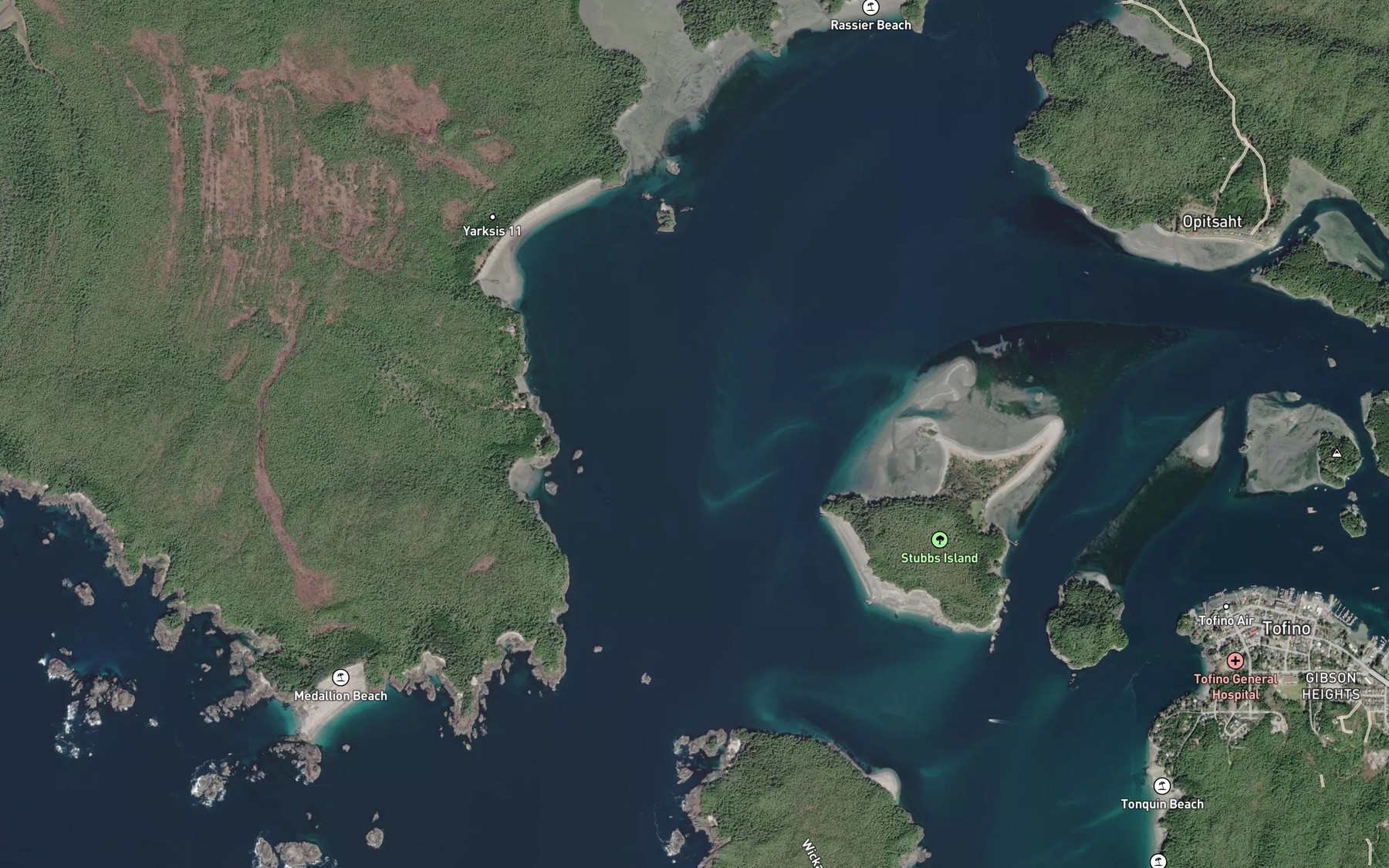 Satellite map of the Father Charles Channel