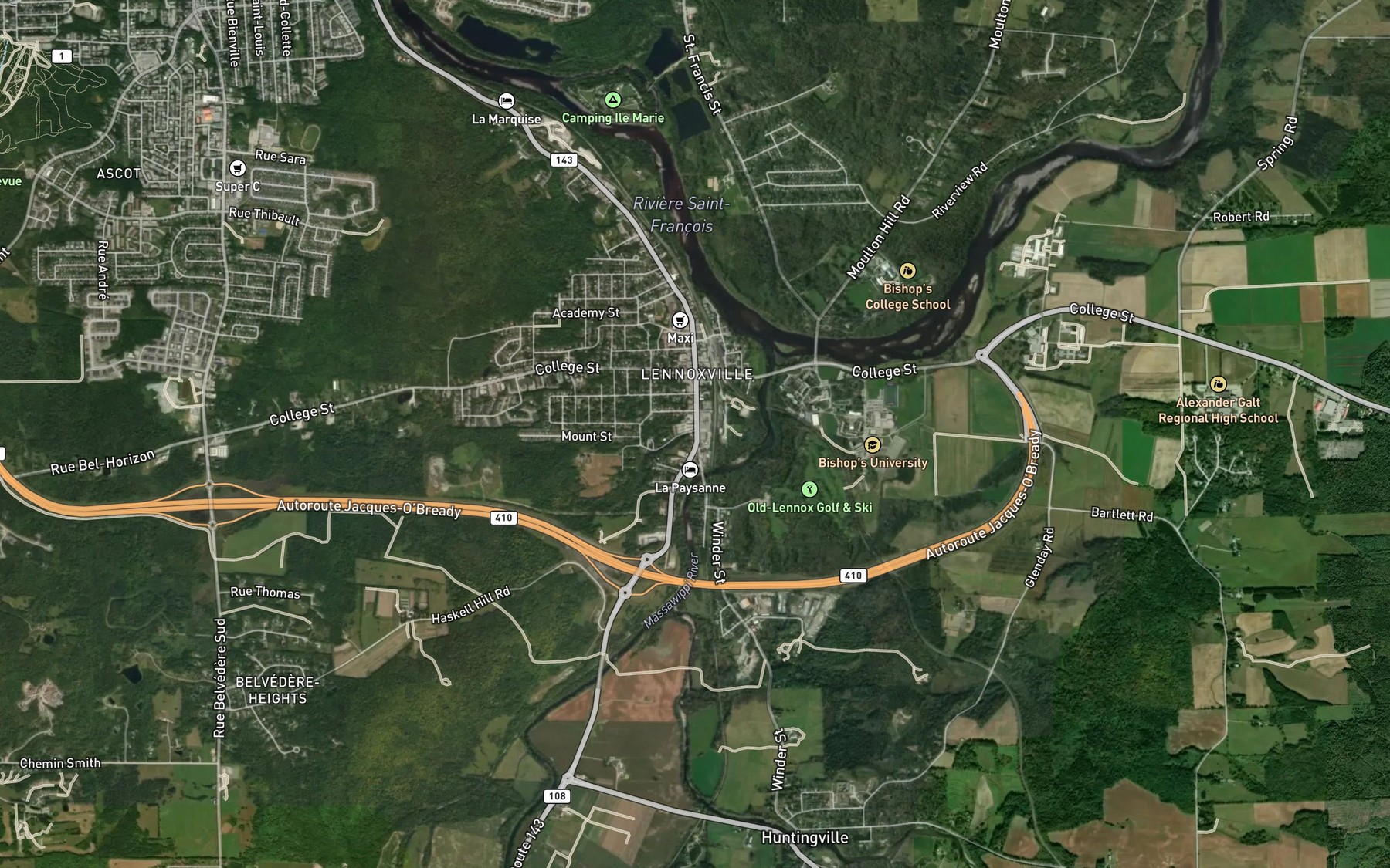 Satellite map of the Ruisseau aux Tetes de Violon