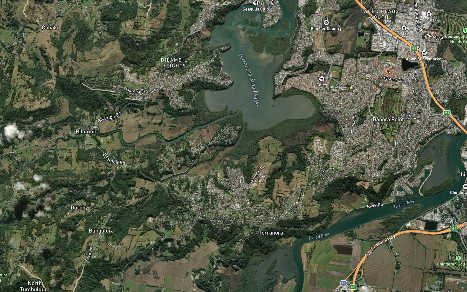 Satellite map of the Duroby Creek