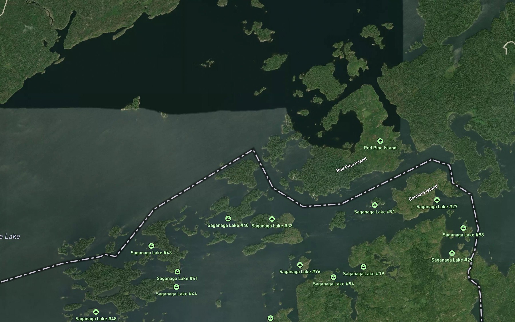 Satellite map of the Jocks Narrows