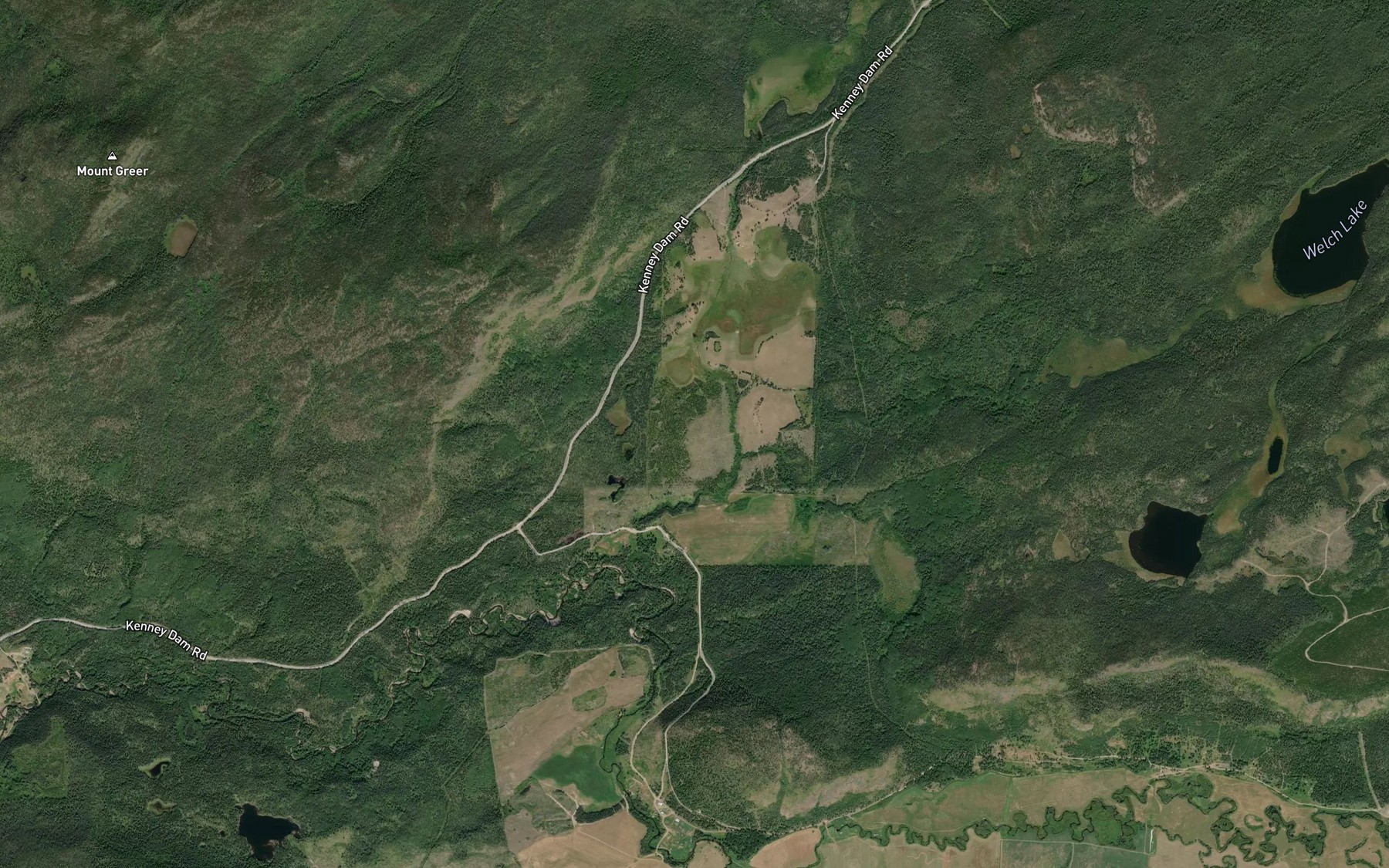 Satellite map of the Micks Creek