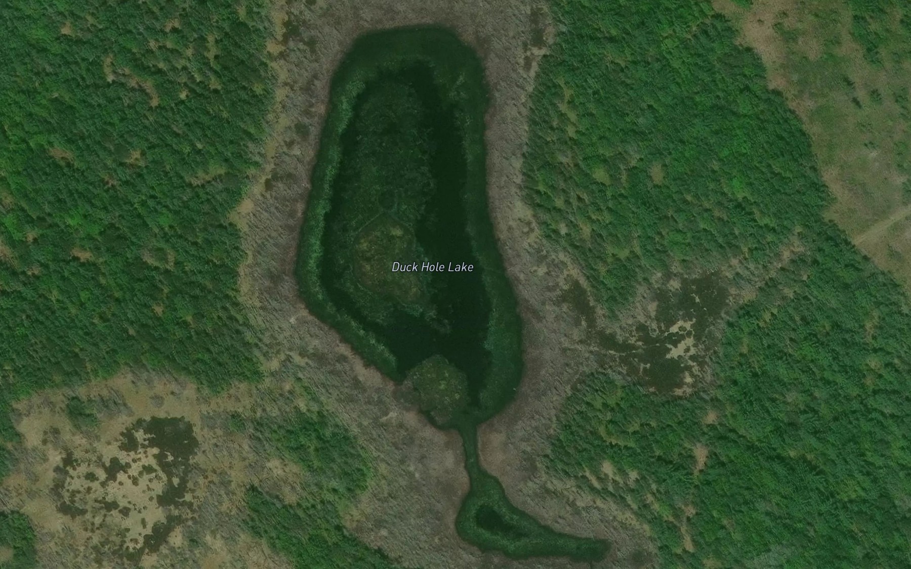 Satellite map of the Duck Hole Lake