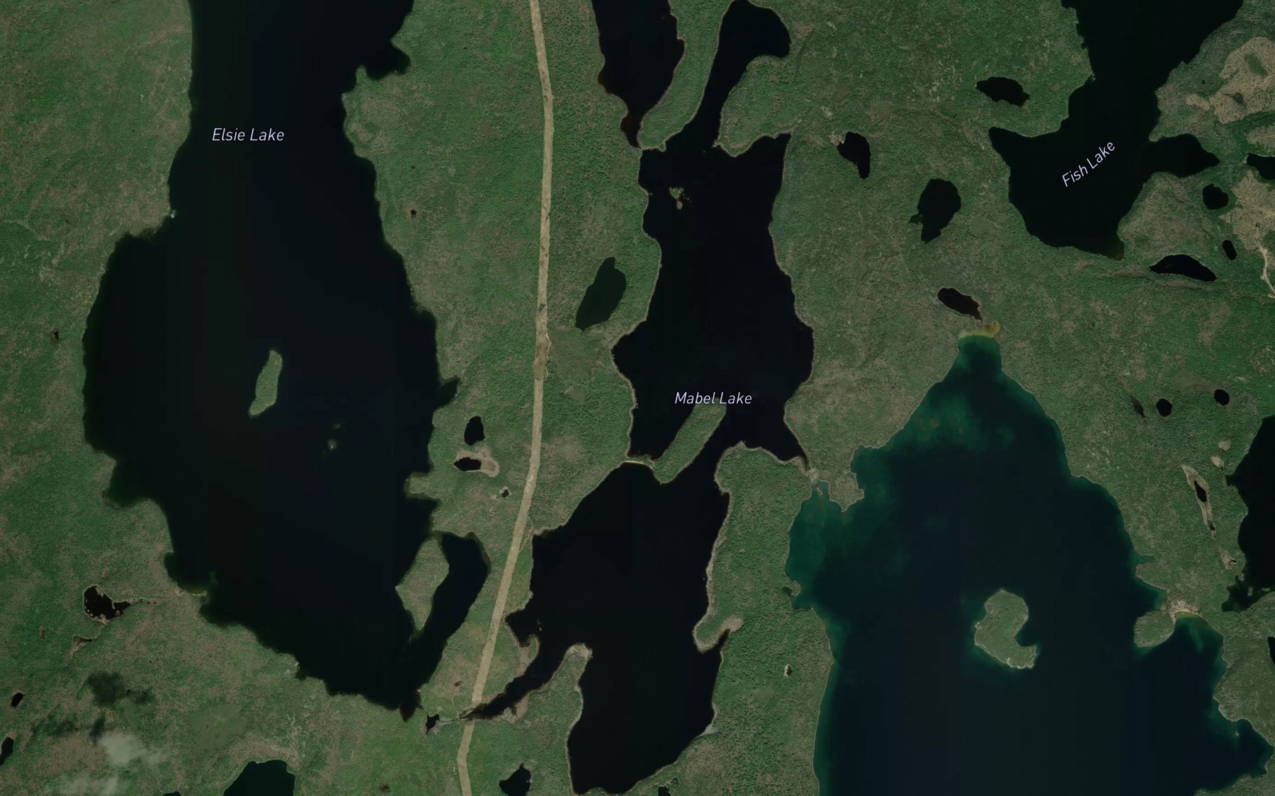 Satellite map of the Mabel Lake