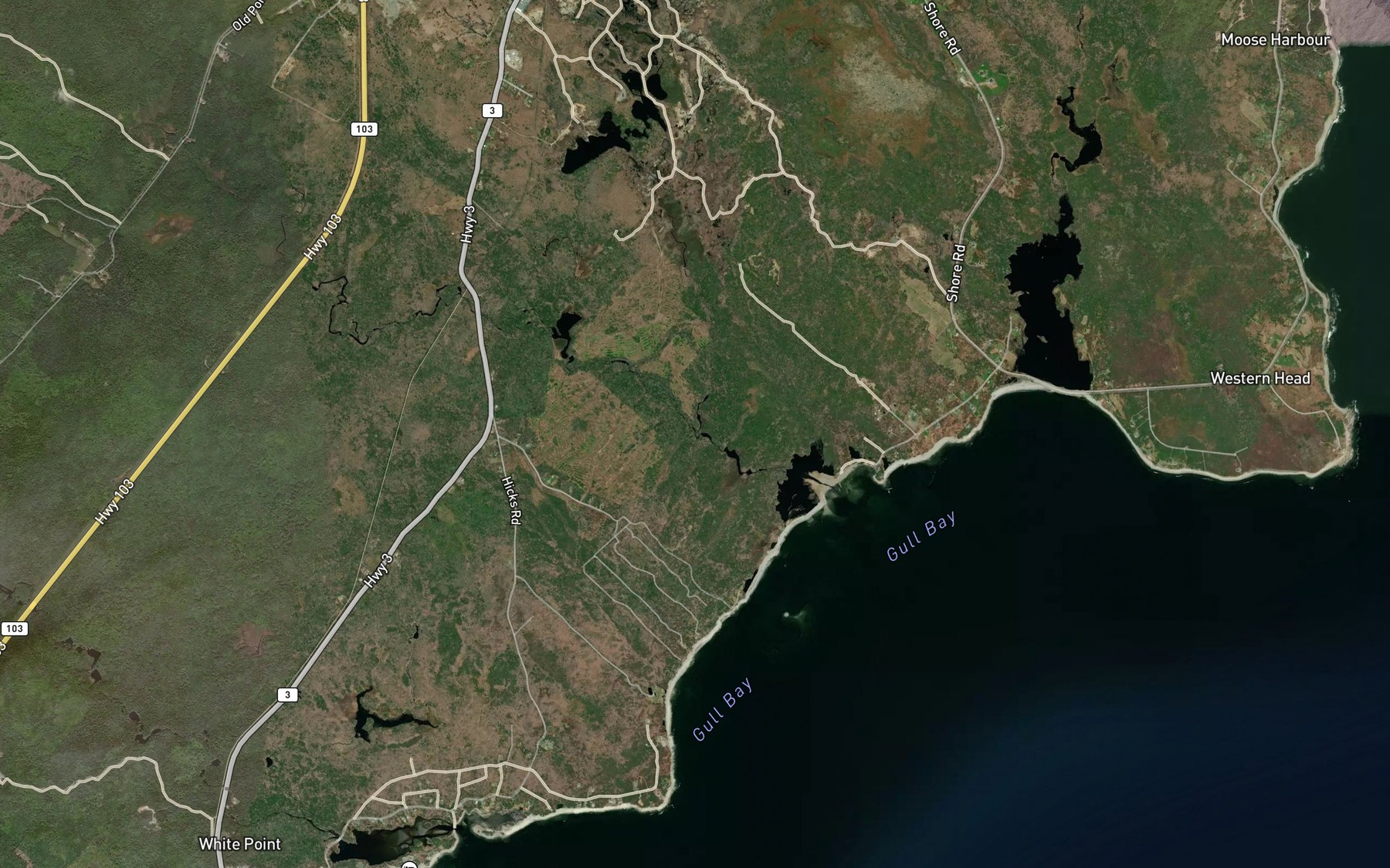 Satellite map of the McAlpines Brook