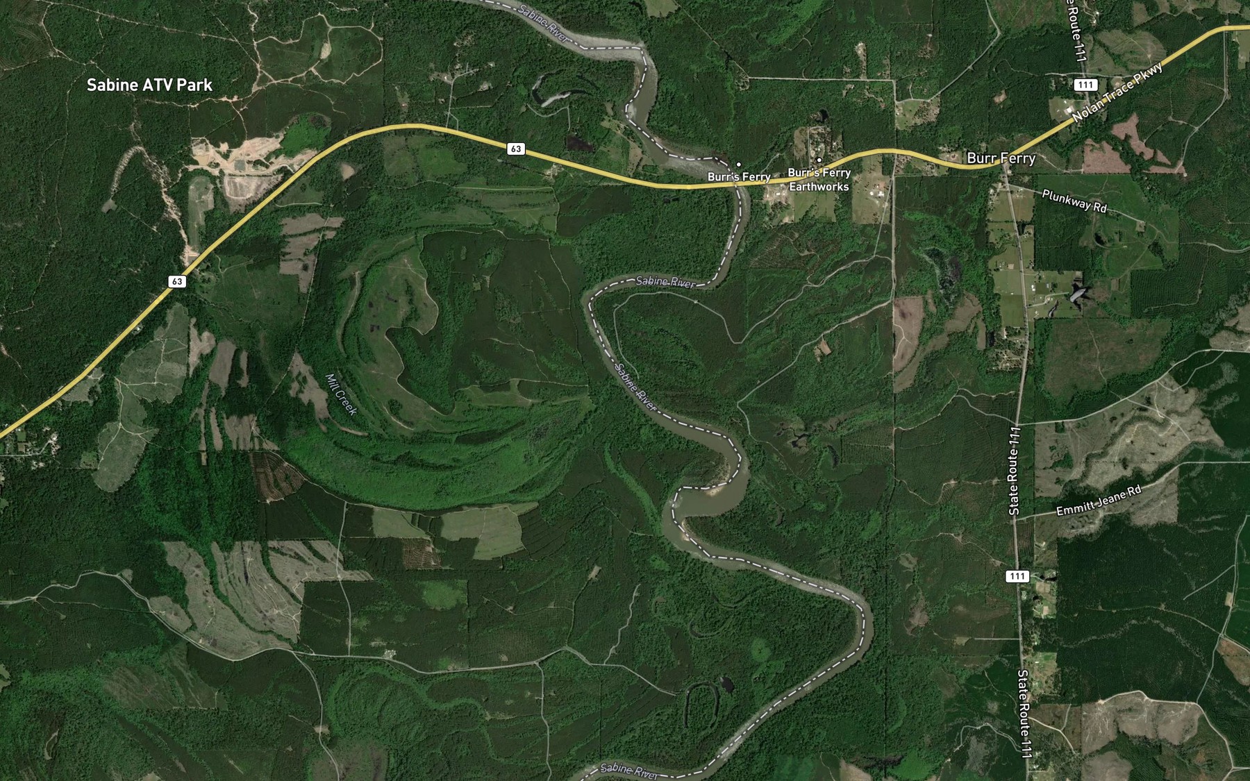 Satellite map of the Mill Creek