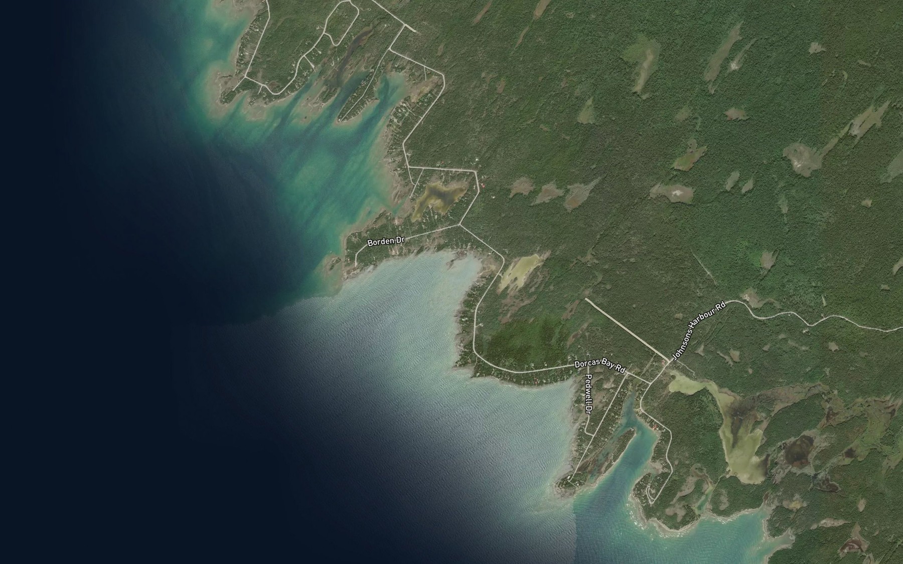 Satellite map of the Corisande Bay
