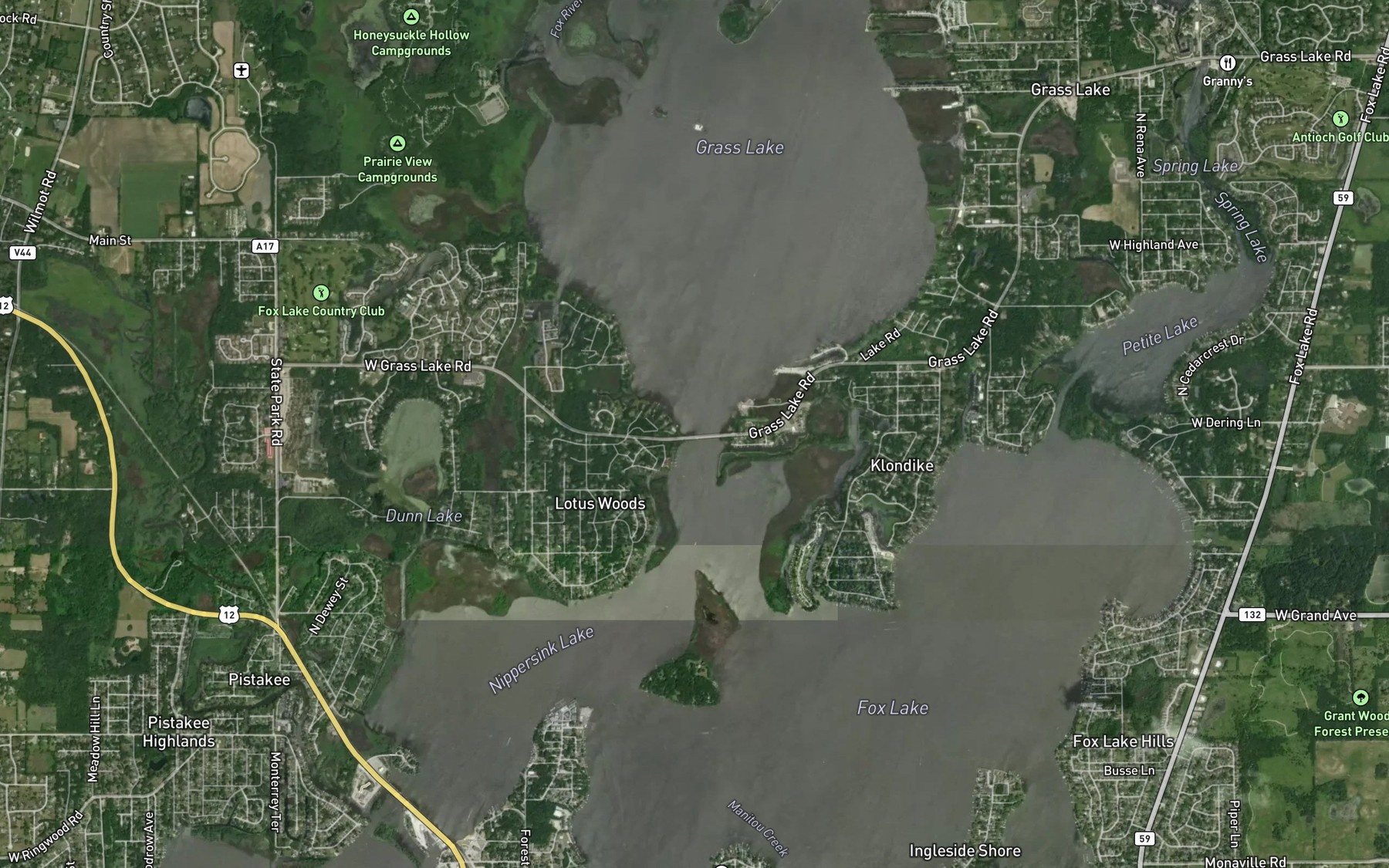 Satellite map of the Grass Lake
