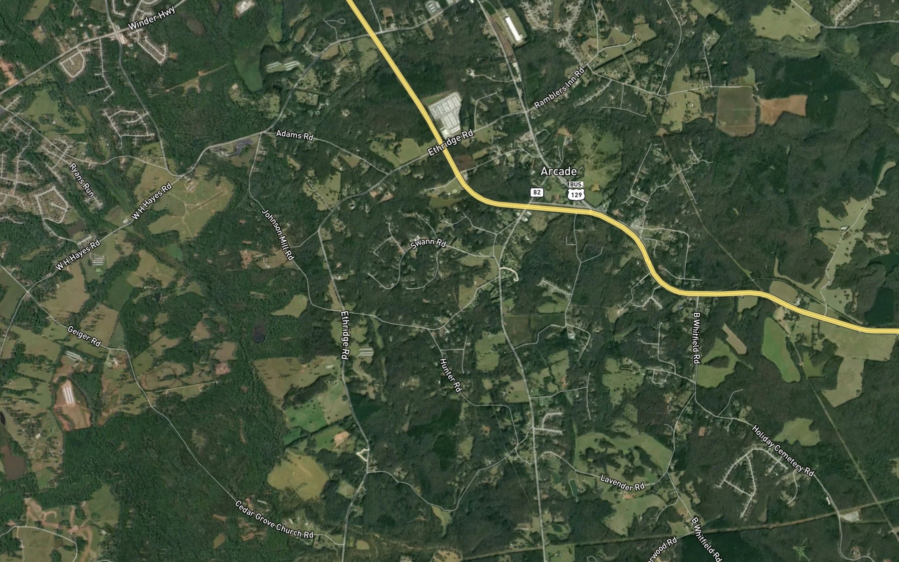 Satellite map of the Williamsons Lake