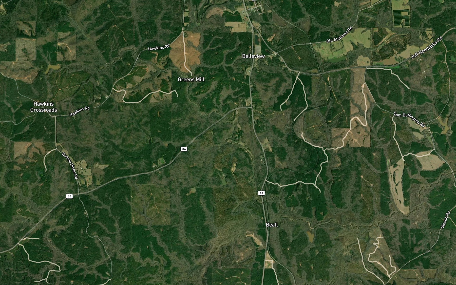 Satellite map of the Gin Creek