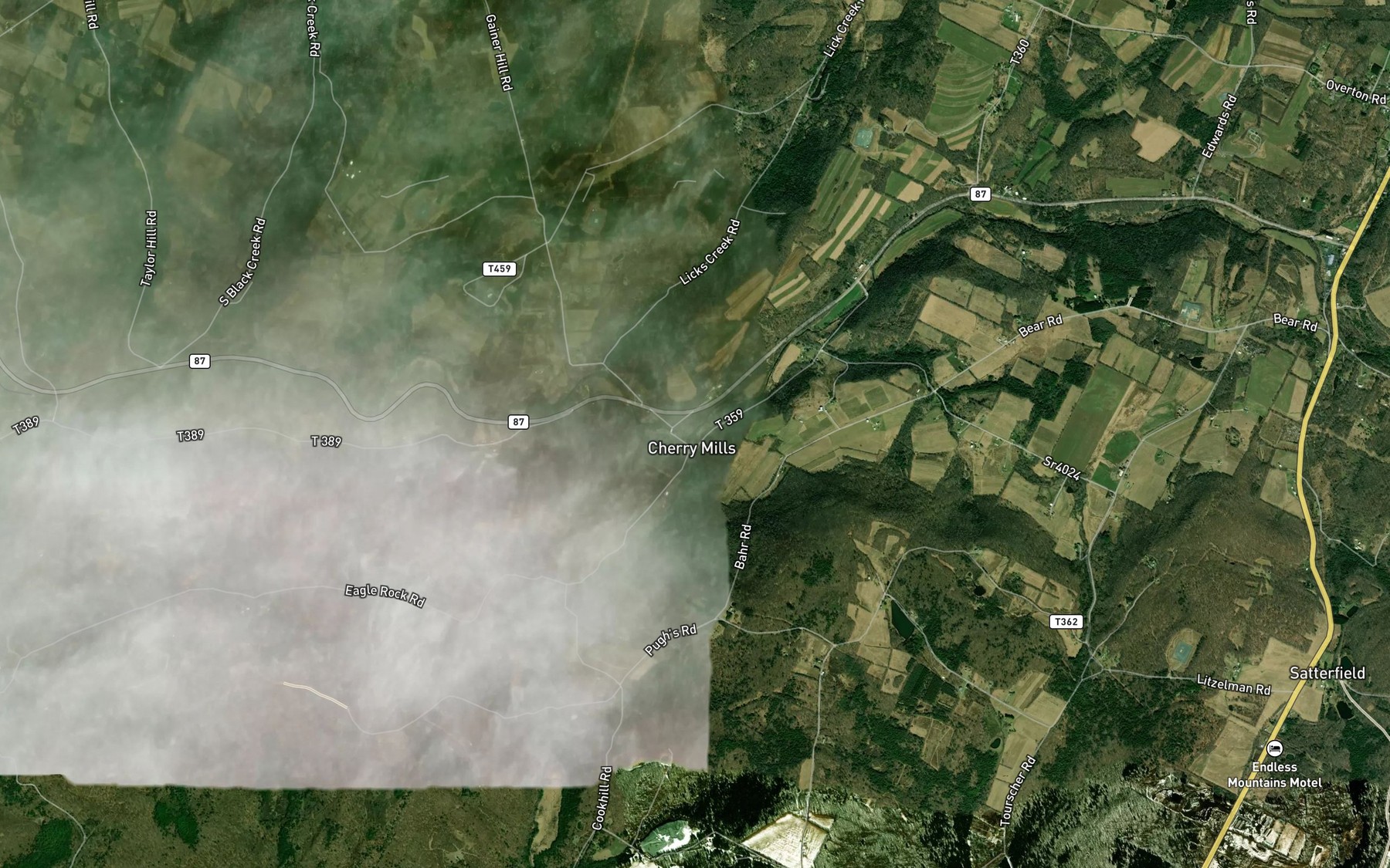 Satellite map of the Wampole Run