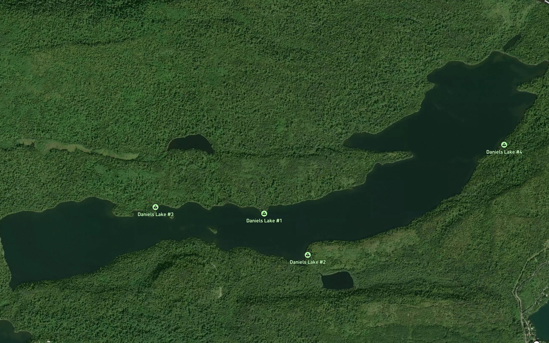 Satellite map of the Daniels Lake
